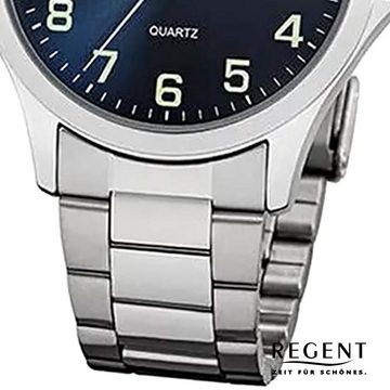 Regent Quarzuhr Regent Herren Uhr 1152406 Metall Quarz, Herren Armbanduhr rund, mittel (ca. 39mm), Metallarmband