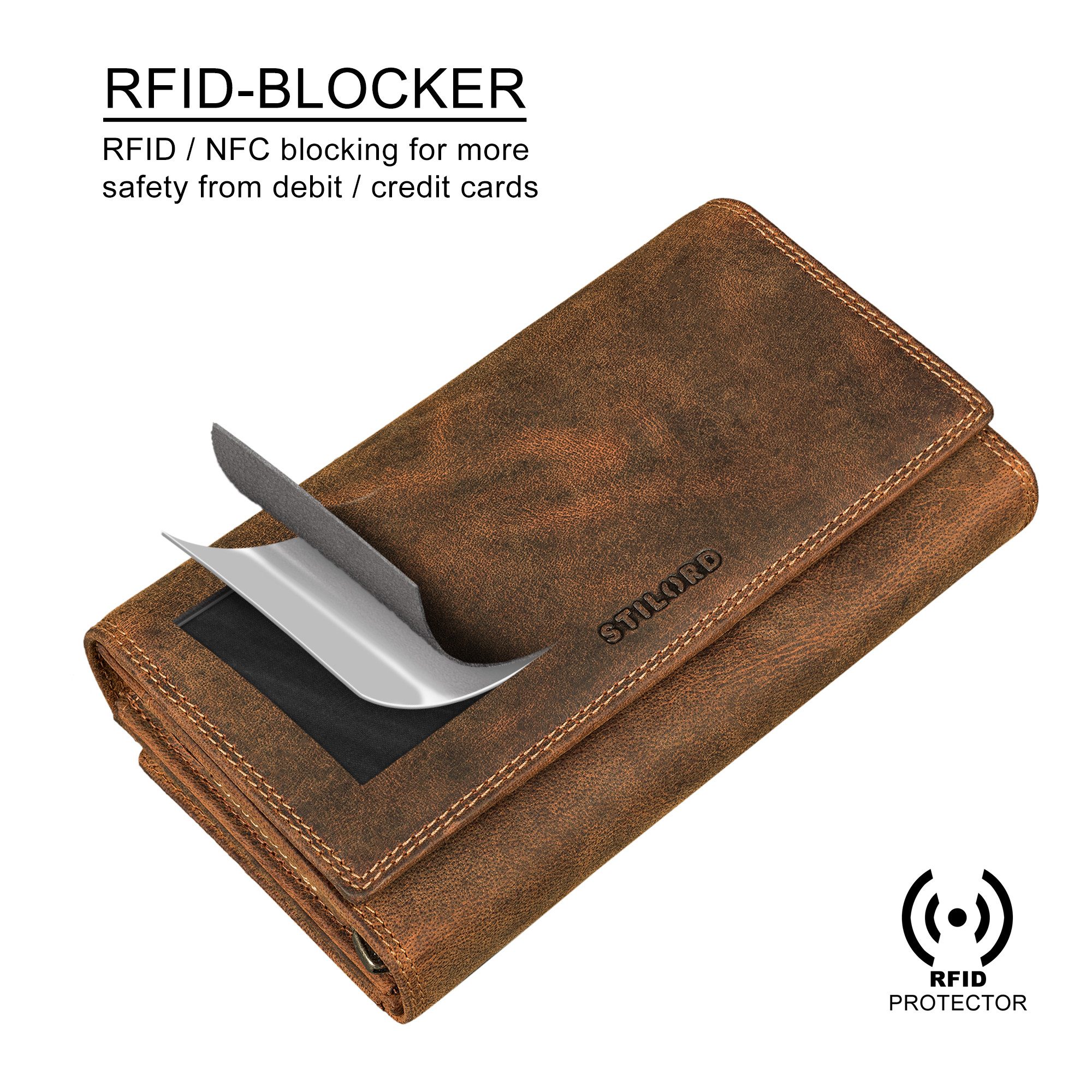 STILORD Geldbörse "Alissa" Elegante Geldbörse Damen Leder Groß 26 Kartenfächer RFID