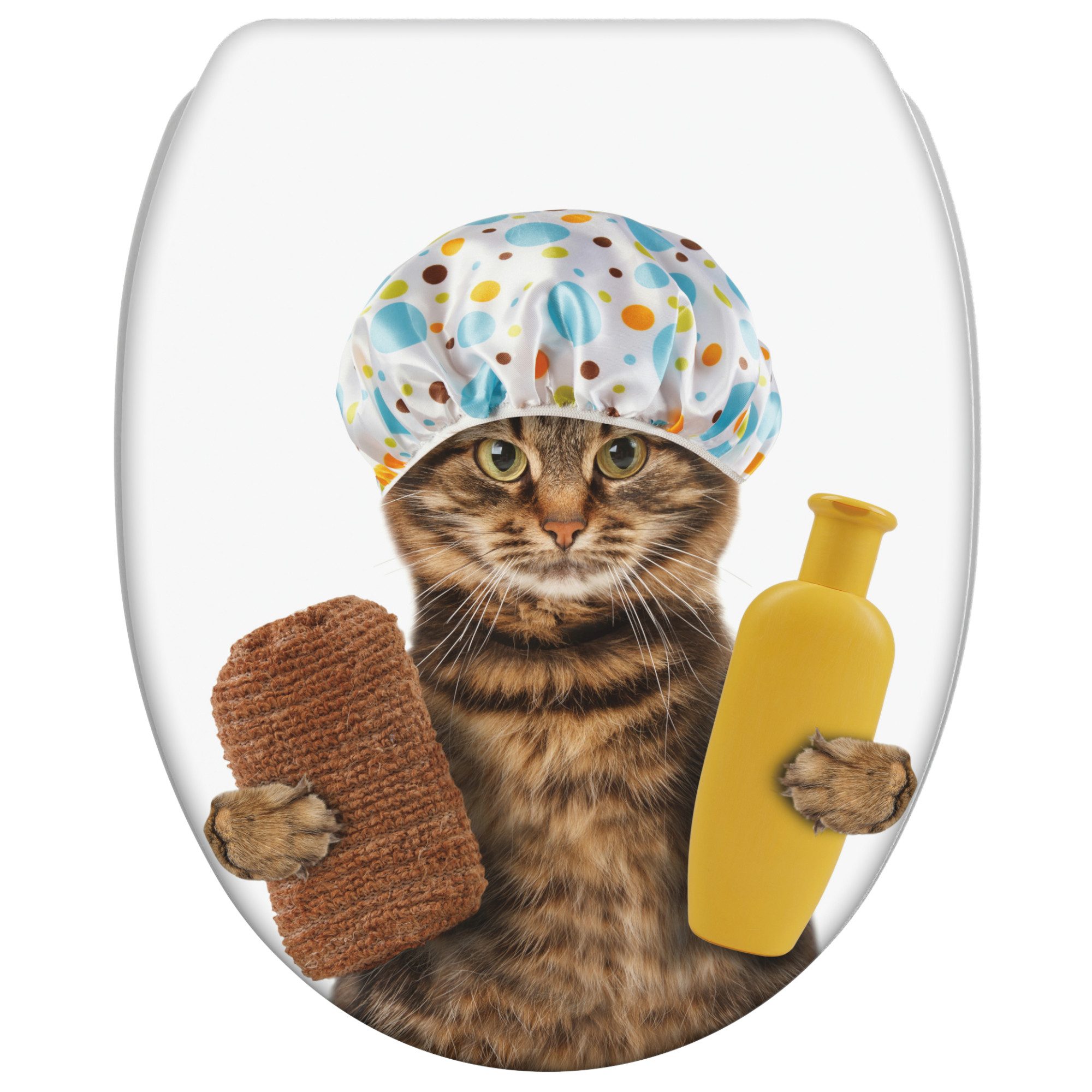 Sanilo WC-Sitz Shower Cat mit Absenkautomatik & Quick Release, Premium Toilettendeckel, abnehmbar, leichte Montage von oben
