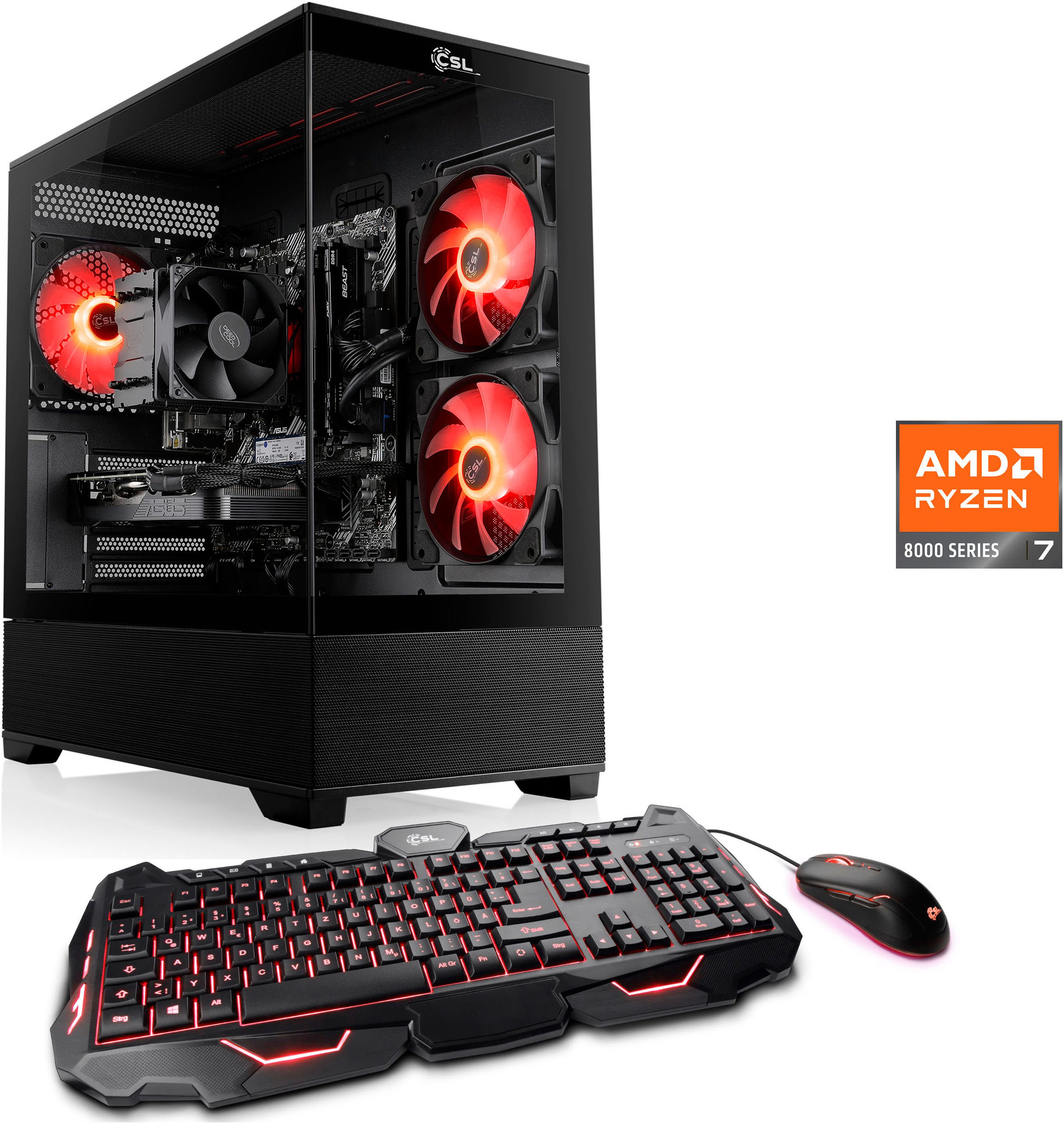 CSL AeroVision V24317 Gaming-PC (AMD Ryzen 7 8700F, GeForce RTX 4060, 32 GB RAM, 1000 GB SSD, Luftkühlung)