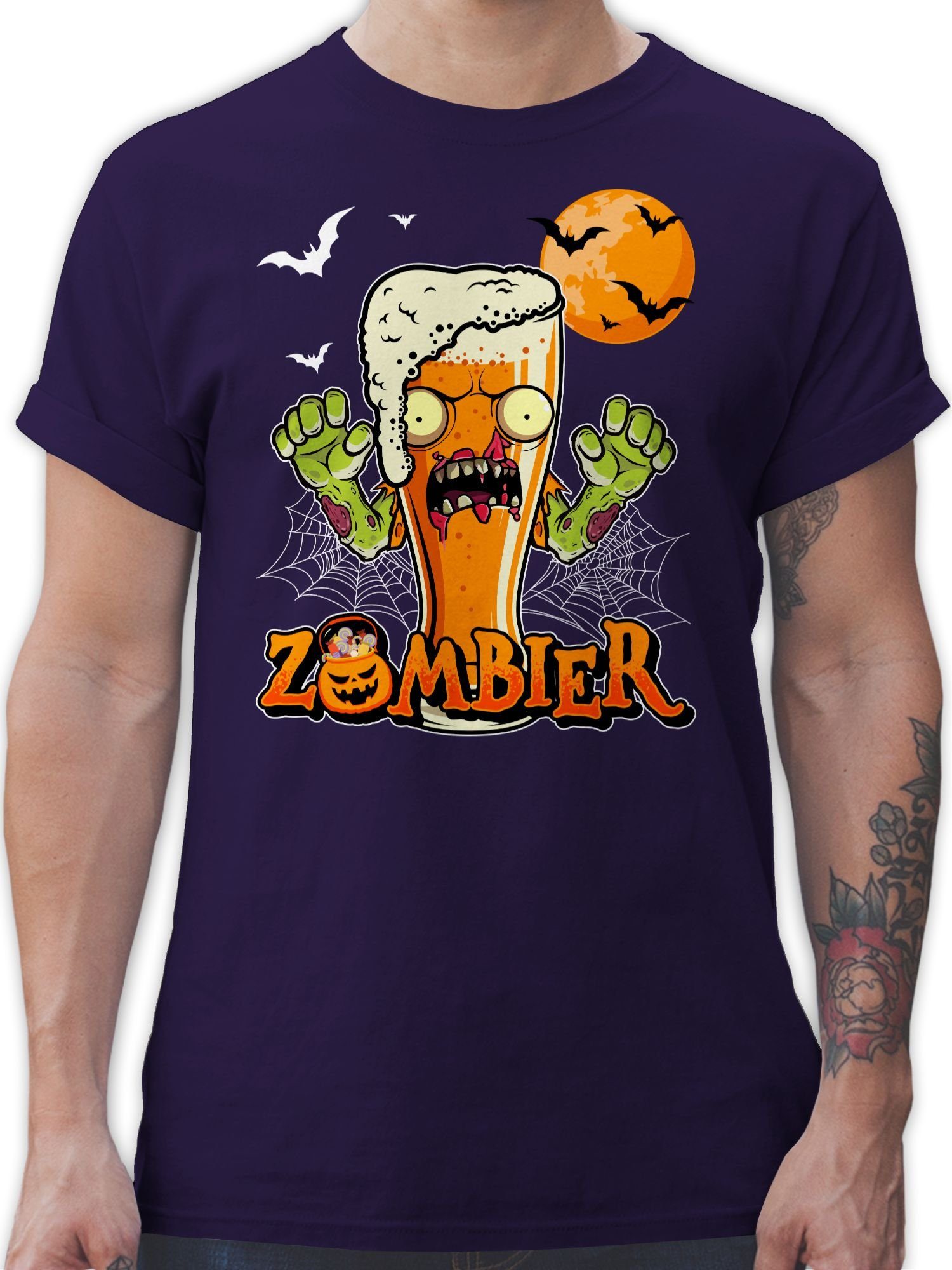 Lustige Lila Kostüme Bier Shirtracer Herren Geschenke Hopfen Zombie Halloween 02 Zombier Halloween T-Shirt