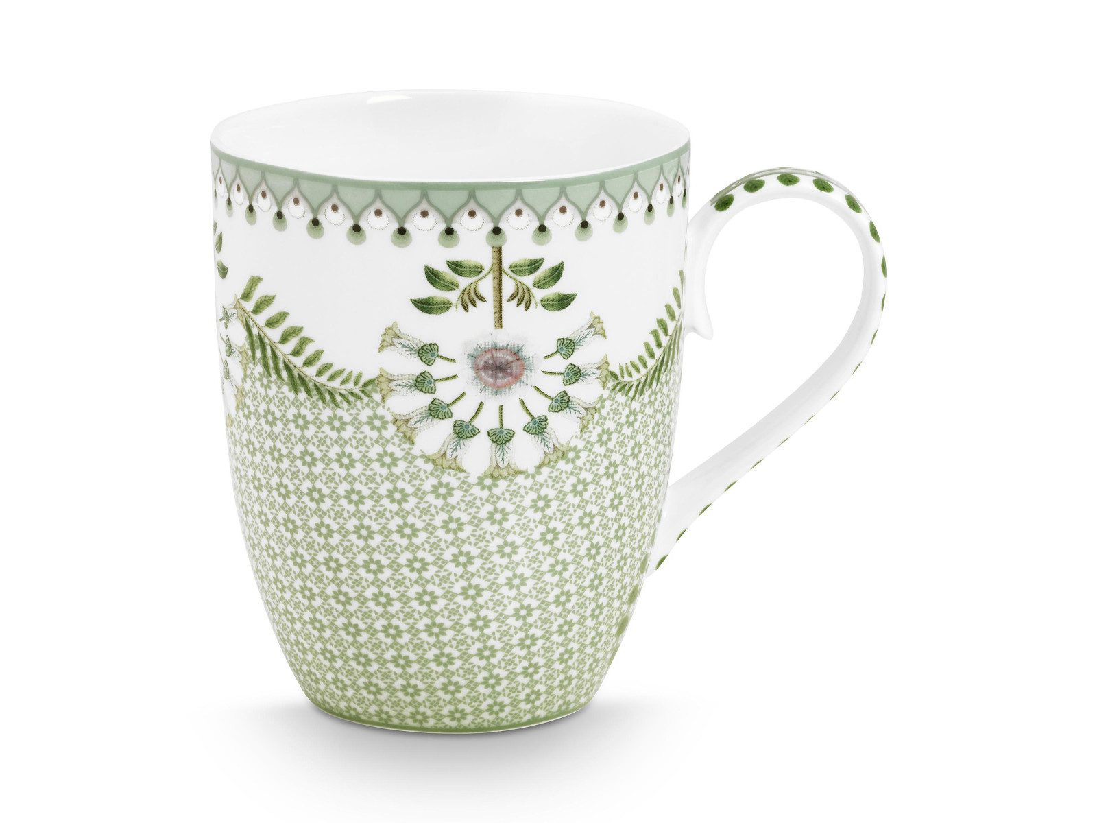PiP Studio Becher Lily&Lotus Tiles Light Green Becher Large 350ml, Porzellan