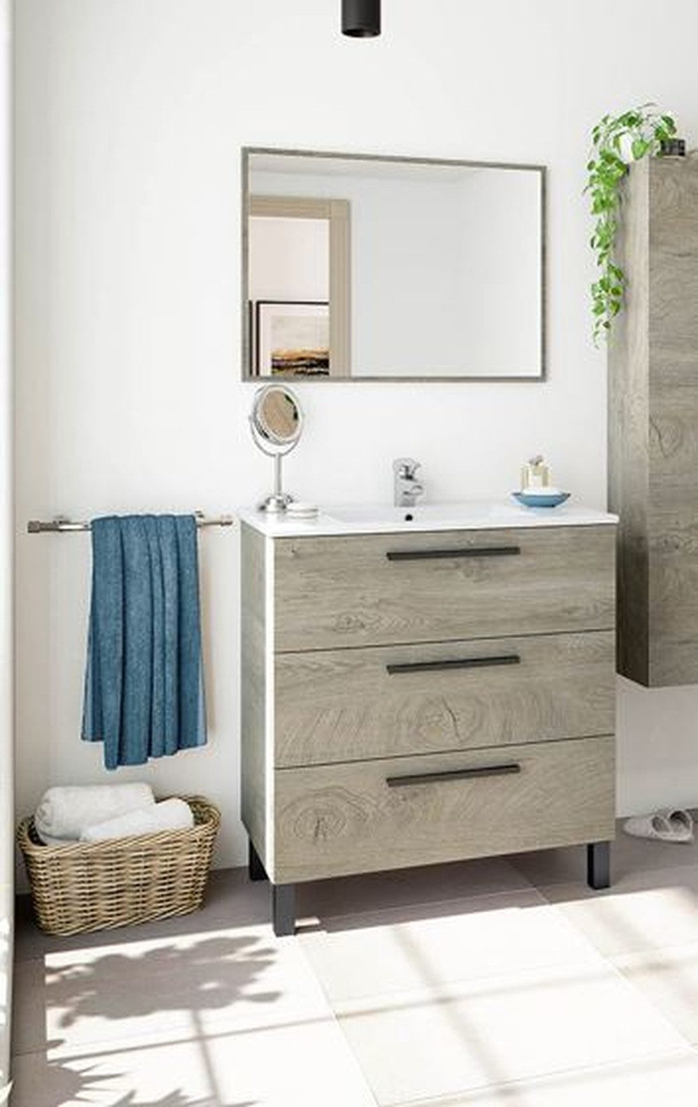 freiraum Waschbeckenunterschrank ATHENA in Alaska-Eiche - 80x86x45 (BxHxT) günstig online kaufen