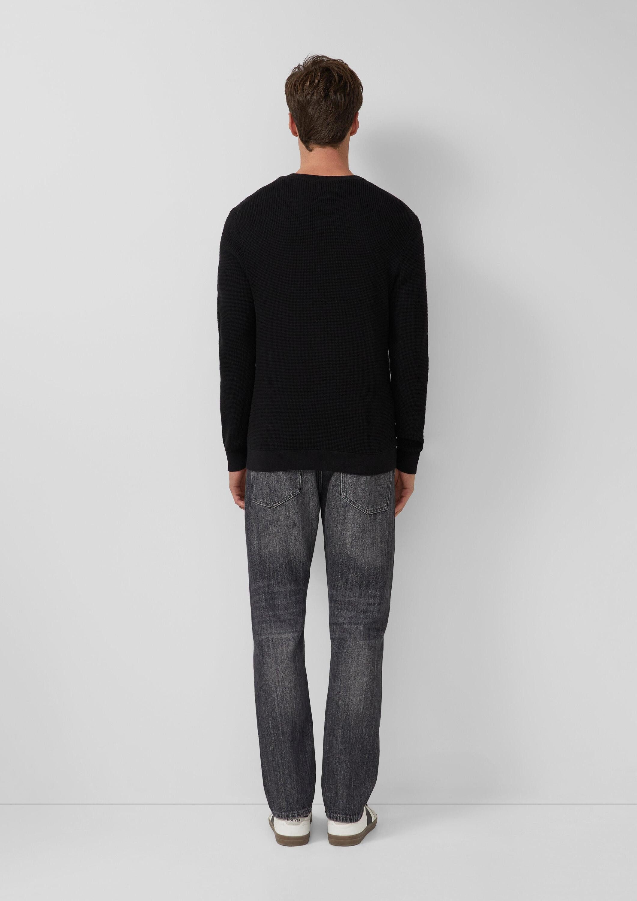 s.Oliver Longpullover Strickpullover Strukturmix-Pullover aus reiner Baumwolle