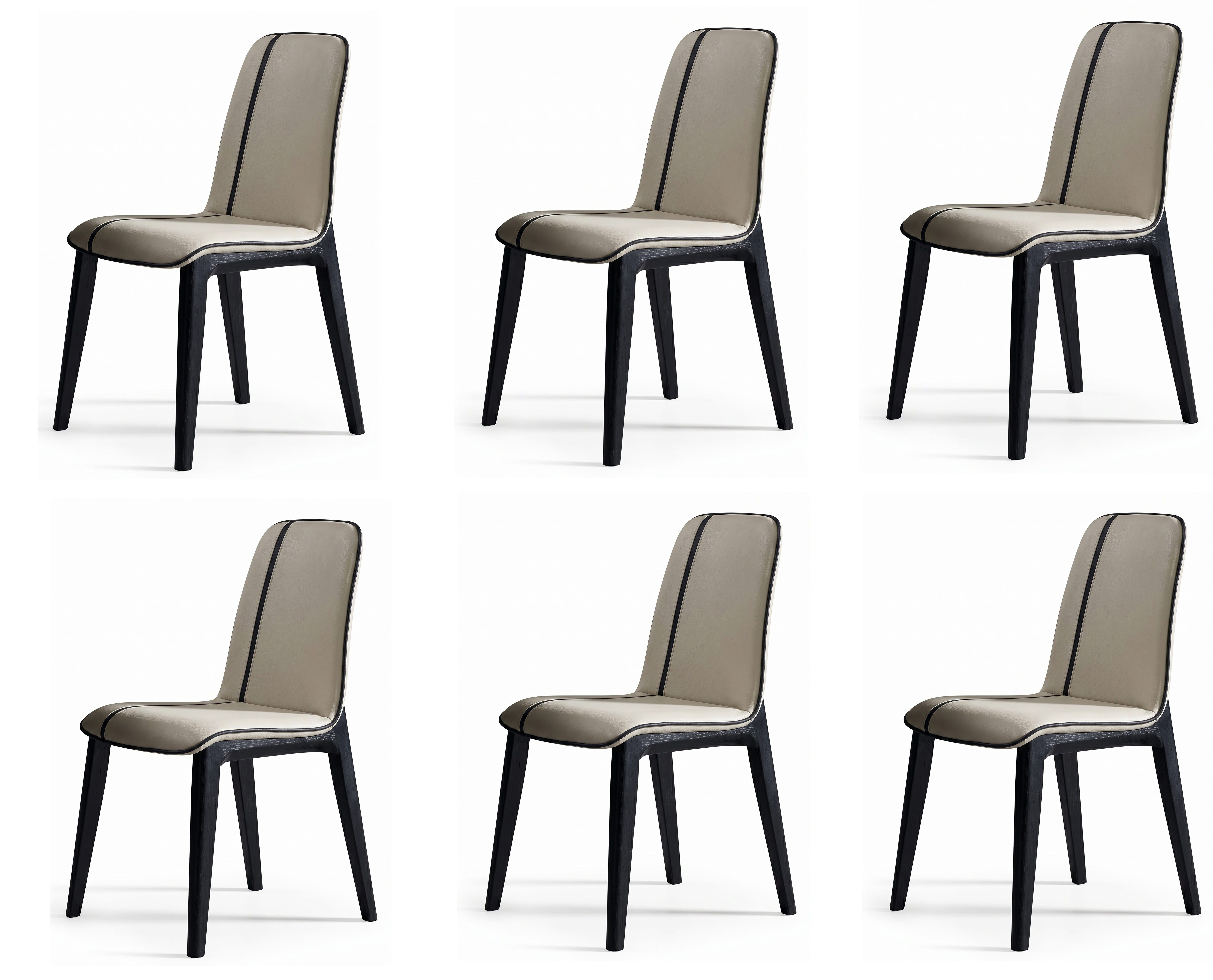 Xlmoebel Sitzgruppe Premium Esszimmerstühle 6er Set Kunstleder Beige Ergonomisch, (6-tlg., 6-tlg)