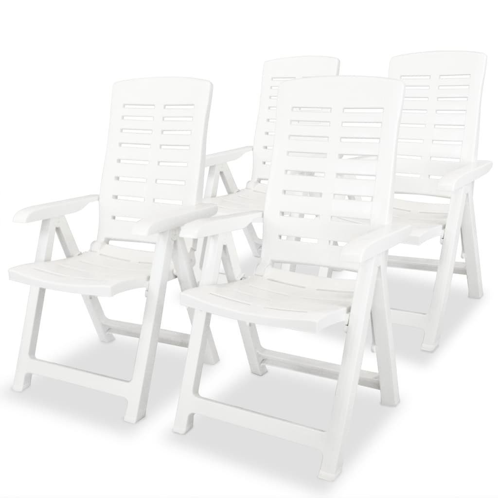 furnicato Gartenstuhl Garten-Liegestühle 4 Stk. Kunststoff Weiß