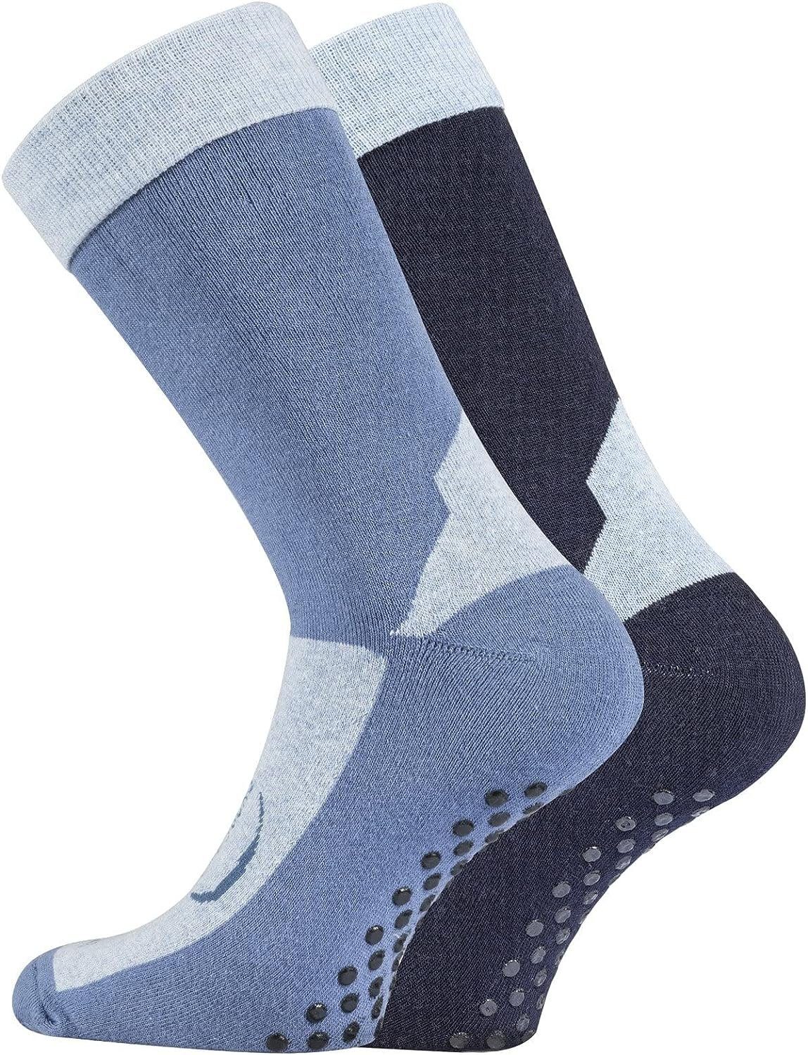TippTexx 24 Haussocken 2 Paar Homesocks ABS-Socken, Stopper-Socken, Anti-Rutsch-Socken Jeans-Marine