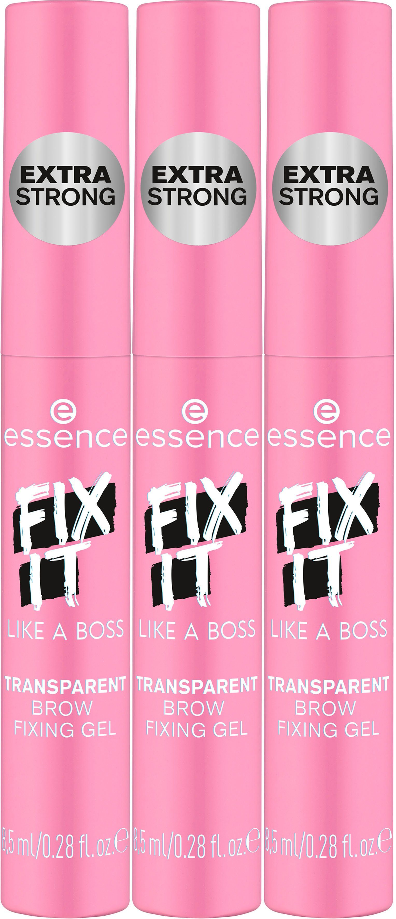 Essence Augenbrauen-Gel FIX IT LIKE A BOSS TRANSPARENT BROW FIXING GEL, 3-tlg.