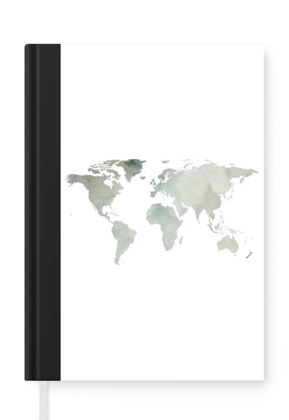 MuchoWow Notizbuch Weltkarte - Minimalismus - Grau, Journal, Merkzettel, Tagebuch, Notizheft, A5, 98 Seiten, Haushaltsbuch | Notizbücher