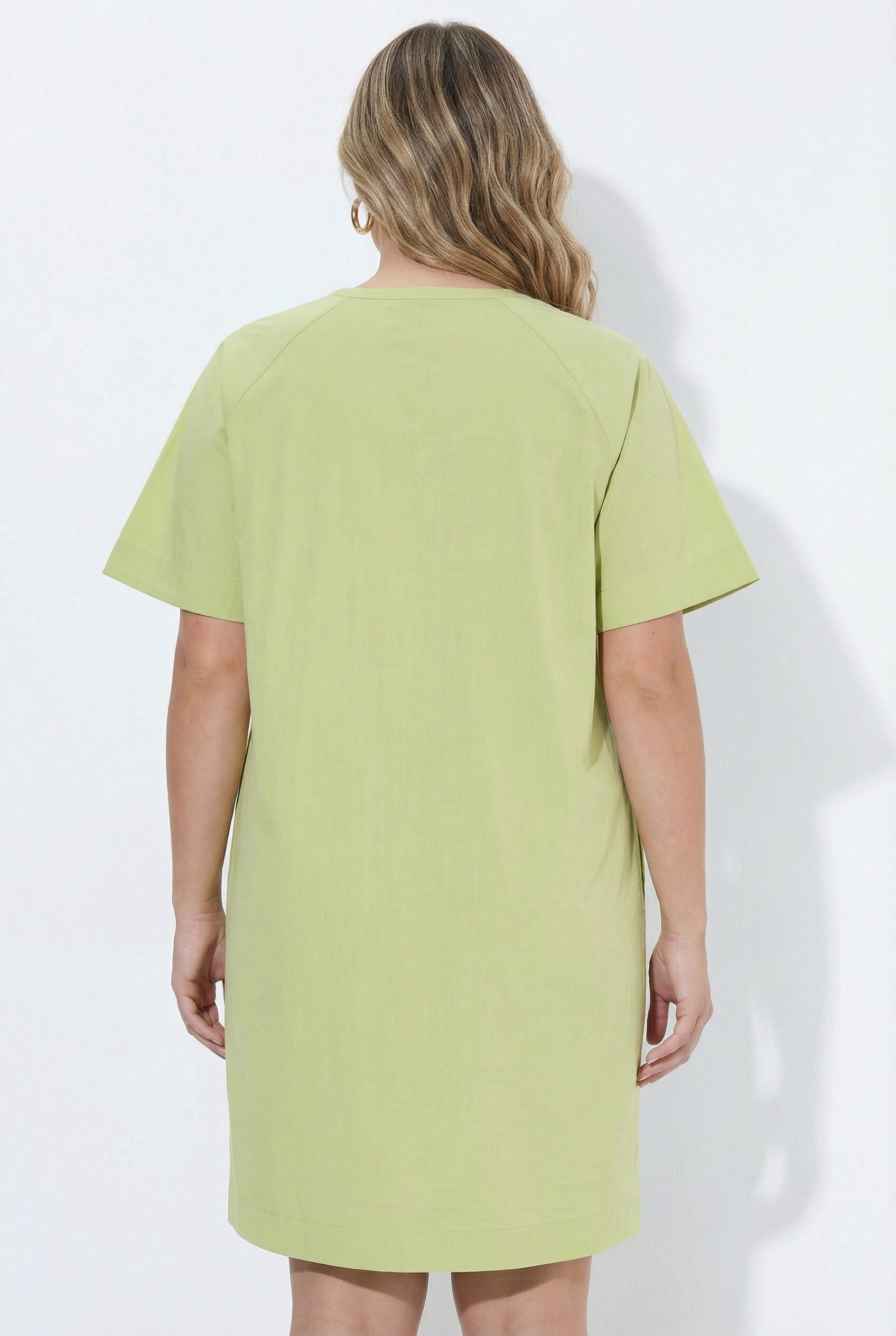 Ulla Popken Midikleid Popeline-Kleid A-Linie Tunika-Ausschnitt Halbarm