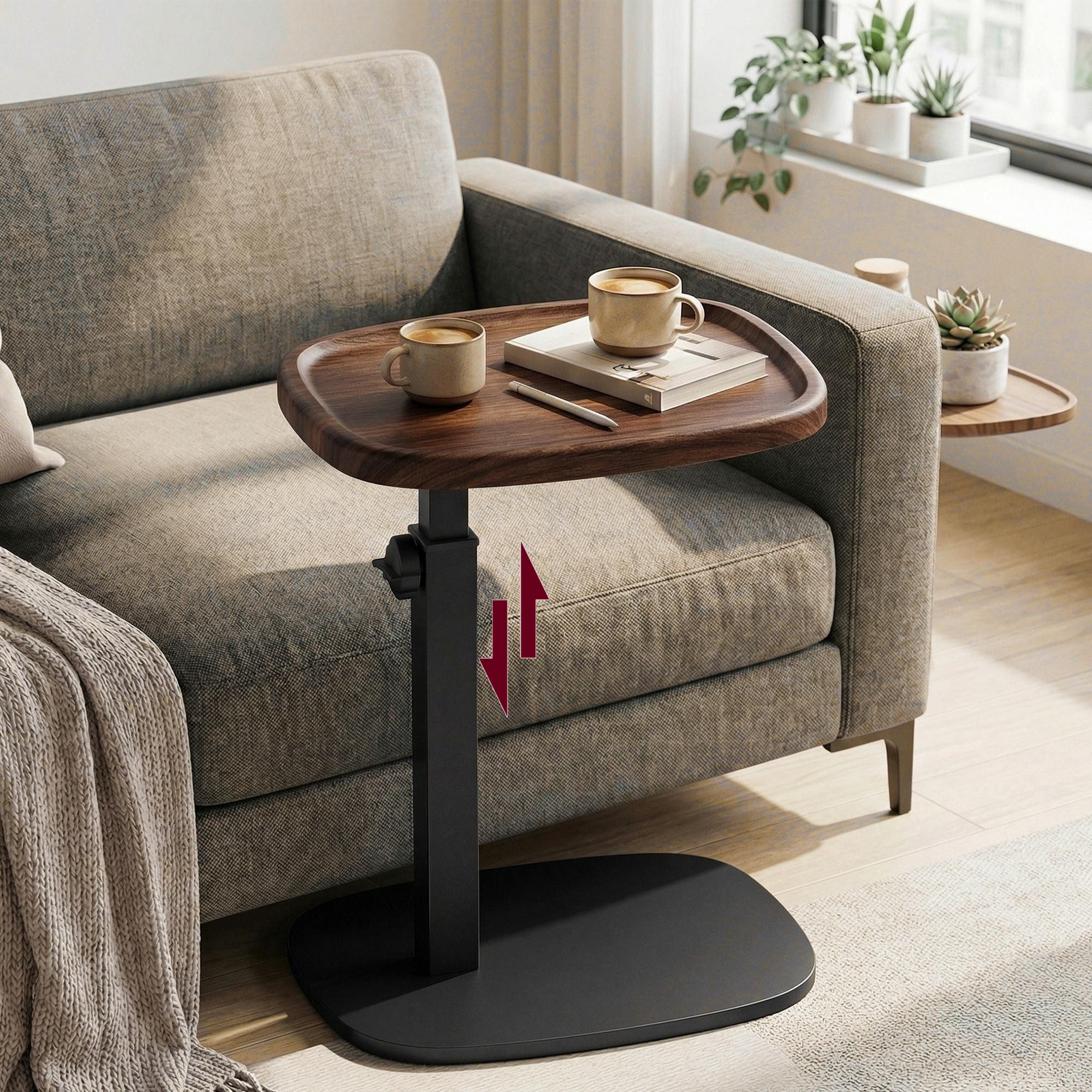 VASAGLE Beistelltisch C-Form, höhenverstellbarer Couchtisch, für kleine Räume, Wohnzimmer, Sofatisch, Wohnzimmer Schlafzimmer, 30 x 40 x 69 cm