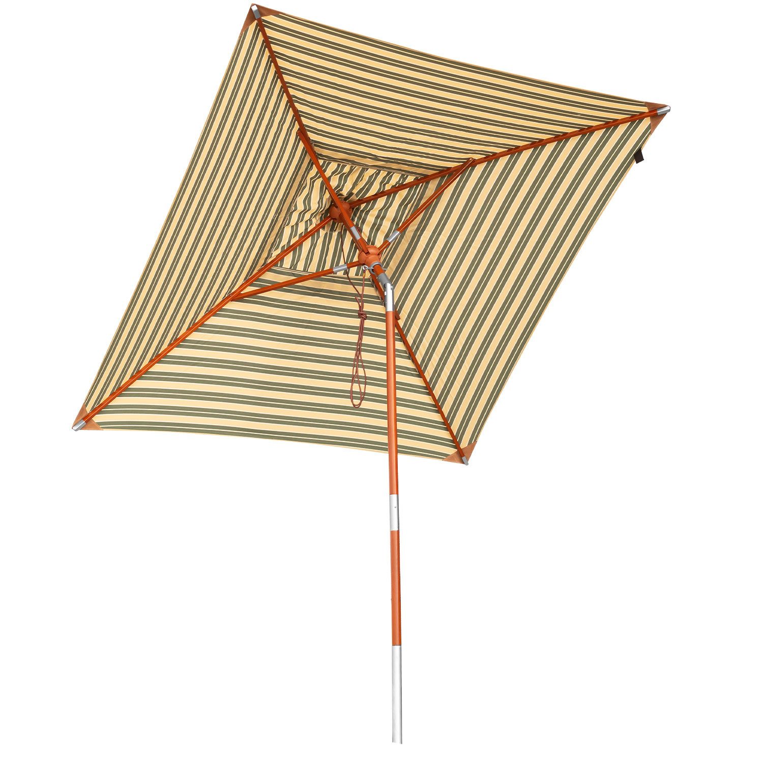 anndora-sonnenschirm Sonnenschirm 2x2m eckig gestreift Grün Weiß Gelb, LxB: 200x200 cm, witterungsbeständiger Stoff - Knickmechanismus - integriertes Winddach