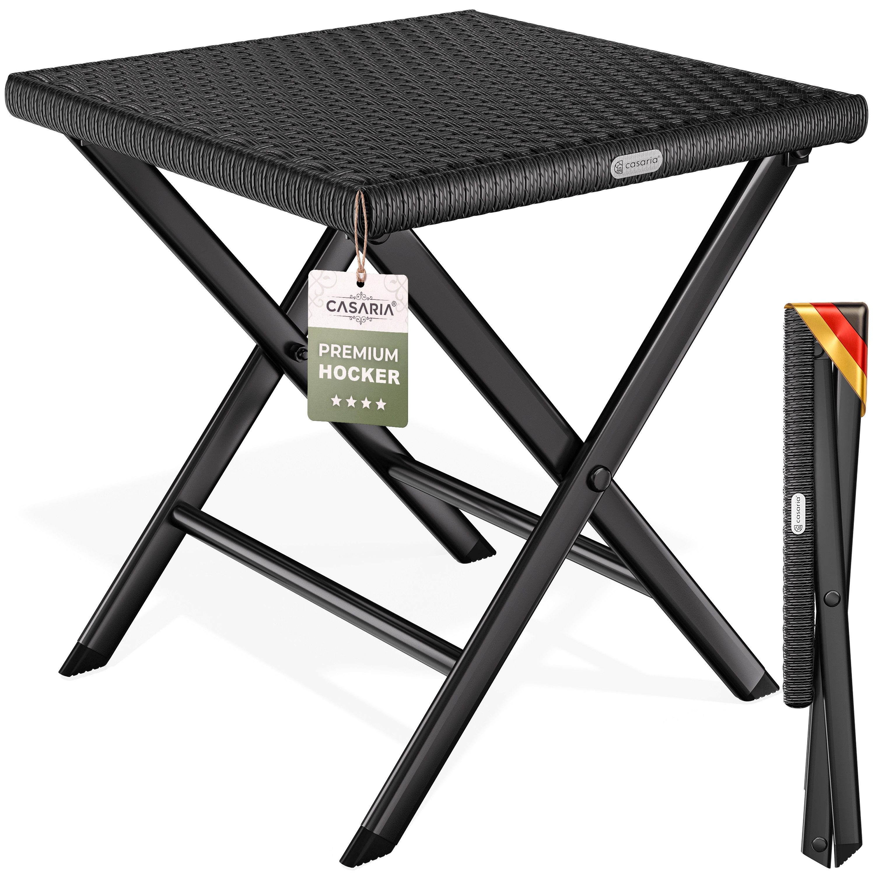 Casaria Gartenstuhl Rom (1 St), Polyrattan 75kg Belastbarkeit 44x40x44cm Klappbar Leicht Tragbar