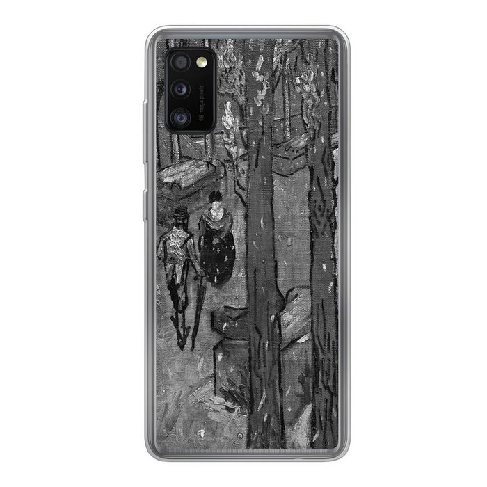 MuchoWow Handyhülle Fallende Blätter in Schwarz und Weiß - Vincent van Gogh - Schwarz und Handyhülle Samsung Galaxy A41 Smartphone-Bumper Print Handy