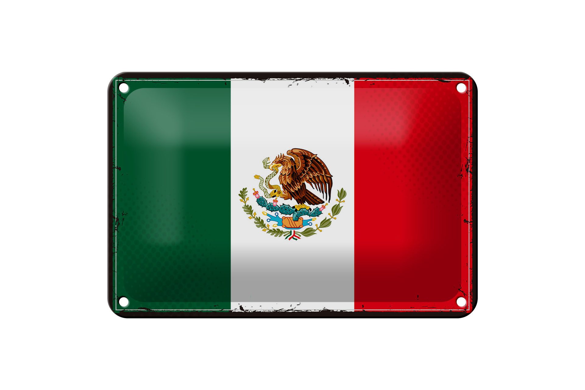 Femer GmbH Metallschild Flagge Mexikos 18x12cm Retro Flag of Mexico, (1 St), gewölbte Oberfläche, abgerundete Ecken, umgeschlagene Kanten