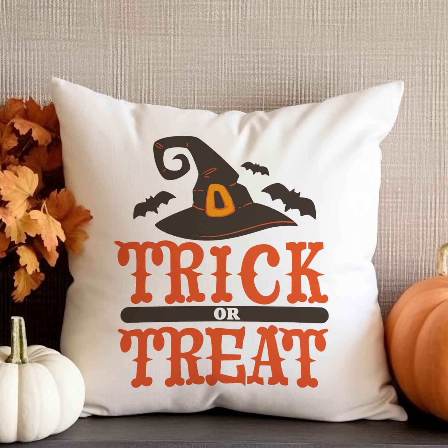 GRAVURZEILE Zierkissen - Trick or Treat - Geschenk zu Halloween - für Freunde & Familie -