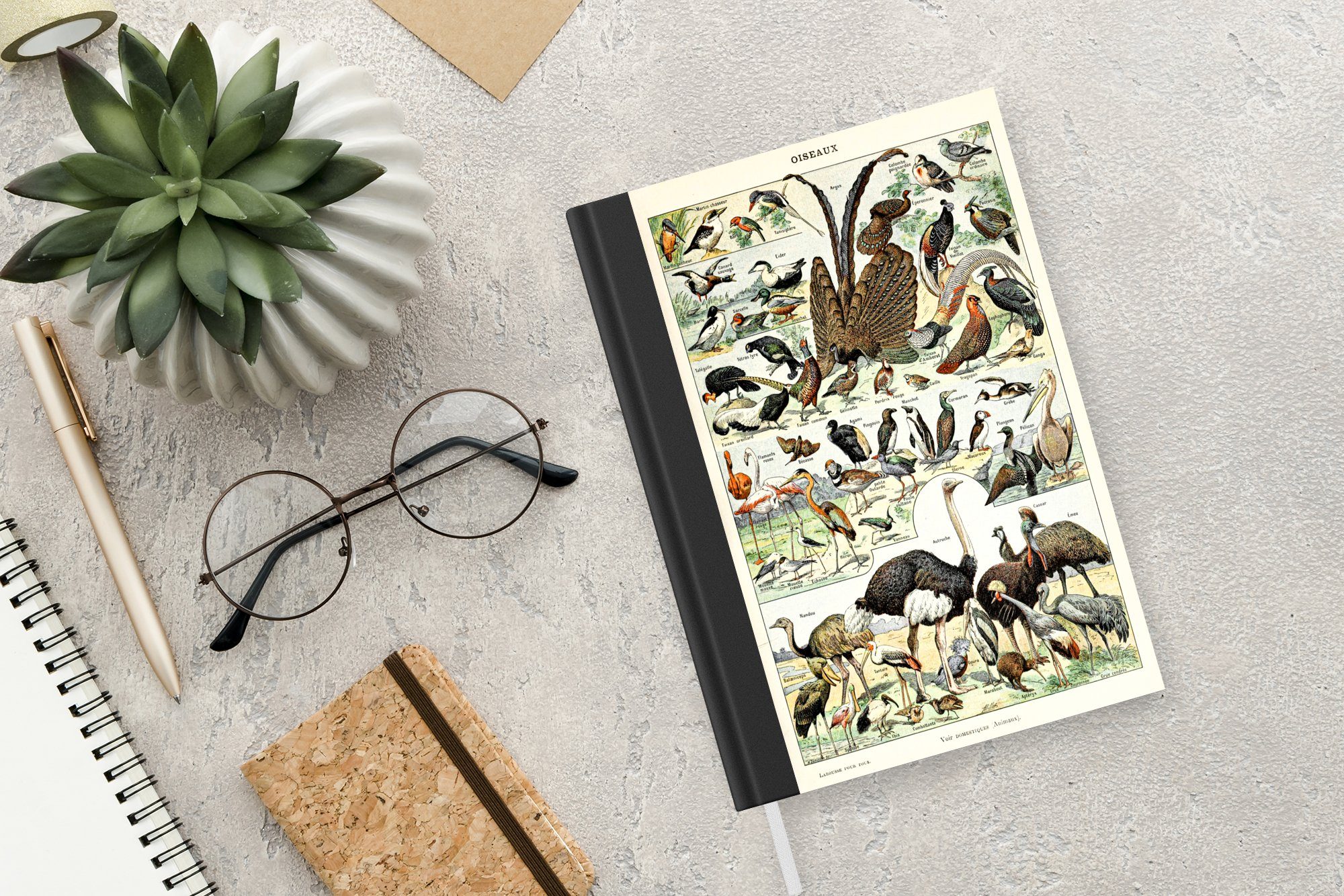 MuchoWow Notizbuch Vogel - Natur Notizheft, Tagebuch, - Kunstwerk, Seiten, A5, Merkzettel, - Tiere Vintage Haushaltsbuch 98 Journal, 