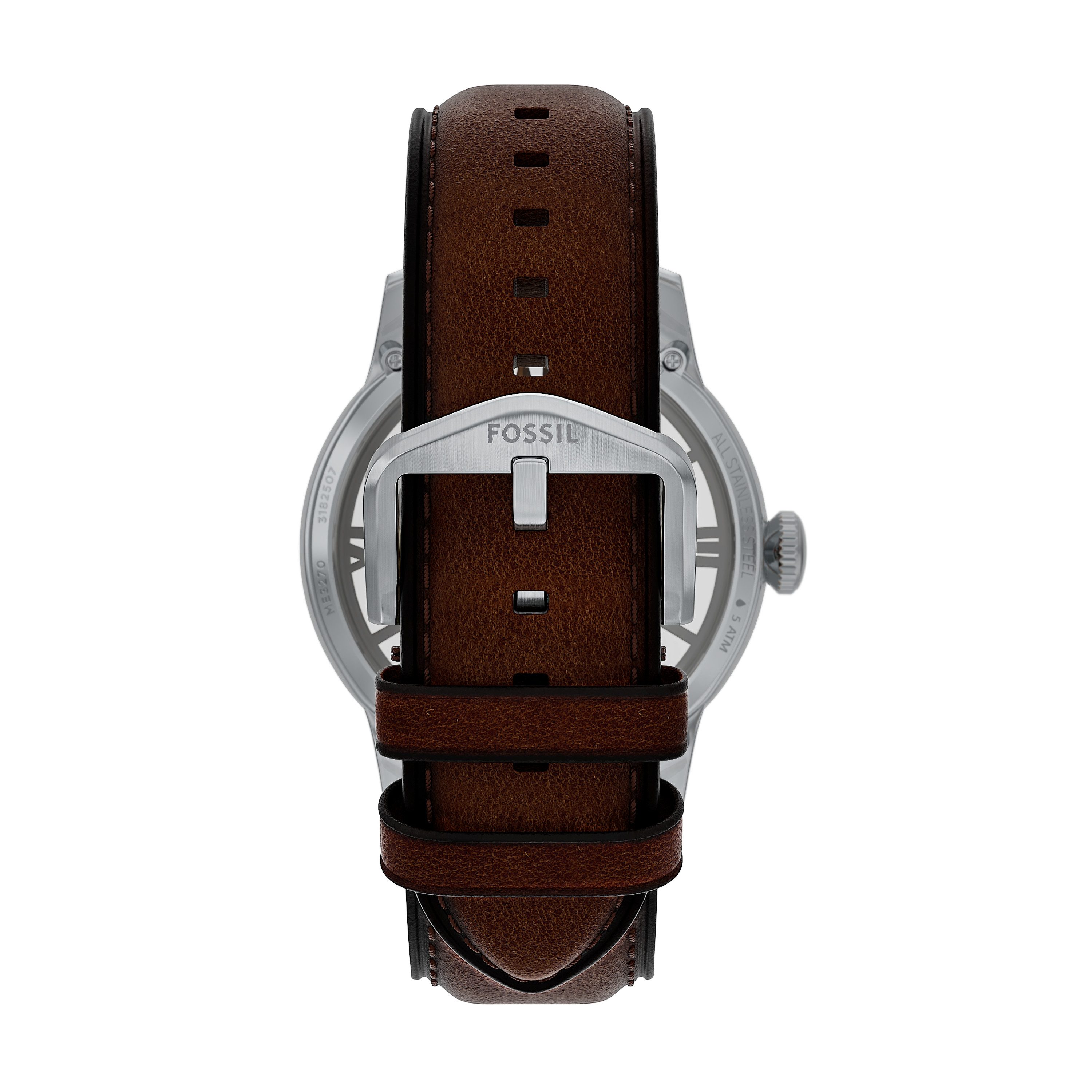 Fossil Automatikuhr Townsman ME3270, Armbanduhr, Herrenuhr, Mechanische Uhr, Lederarmband, analog