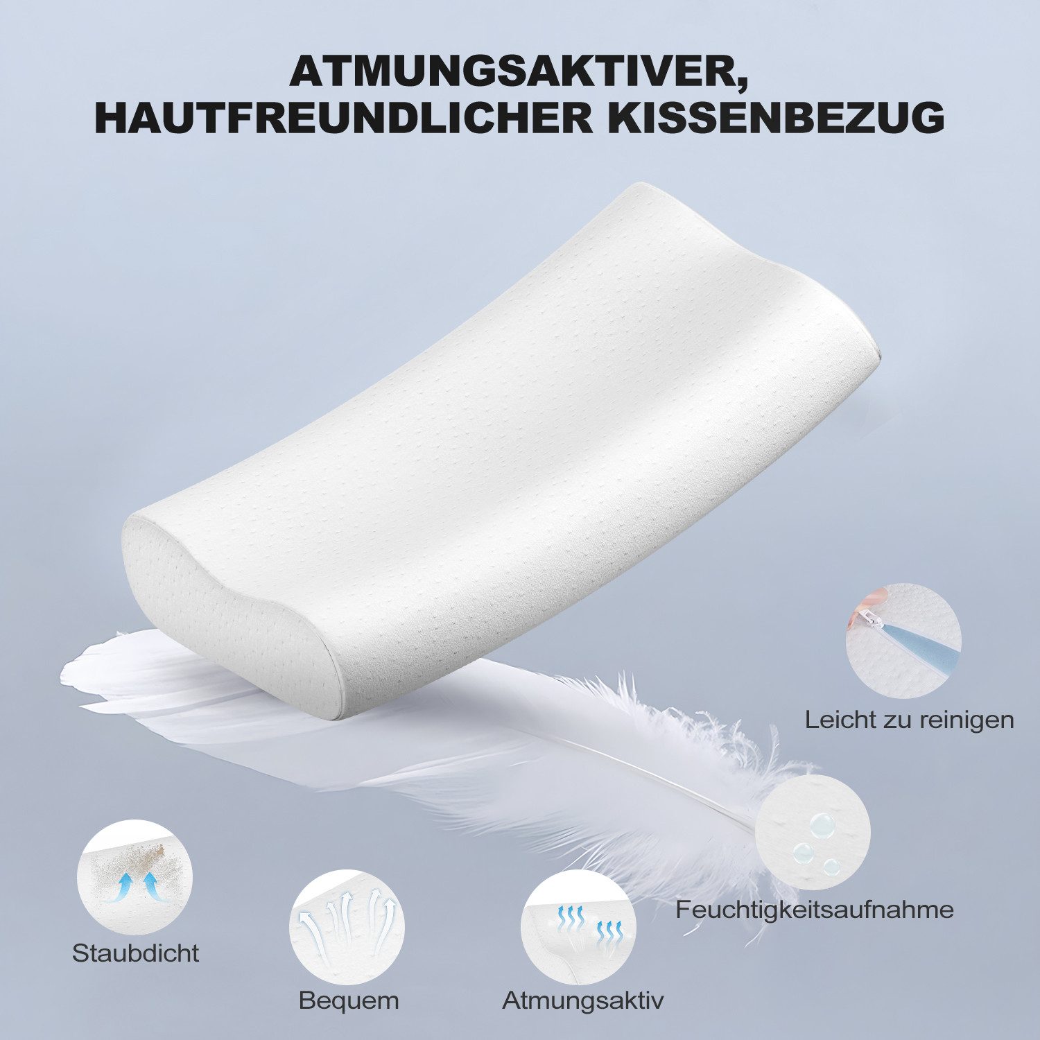 CkeyiN Nackenstützkissen 60X40cm Kopfkissen aus Memory Schaum 10/12cm Schla günstig online kaufen