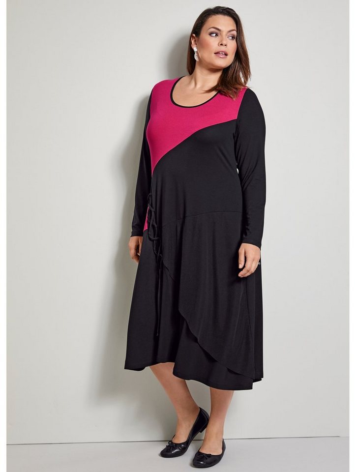 Sara Lindholm by Happy Size Jersey-Kleid mit Schnürung in schwarz