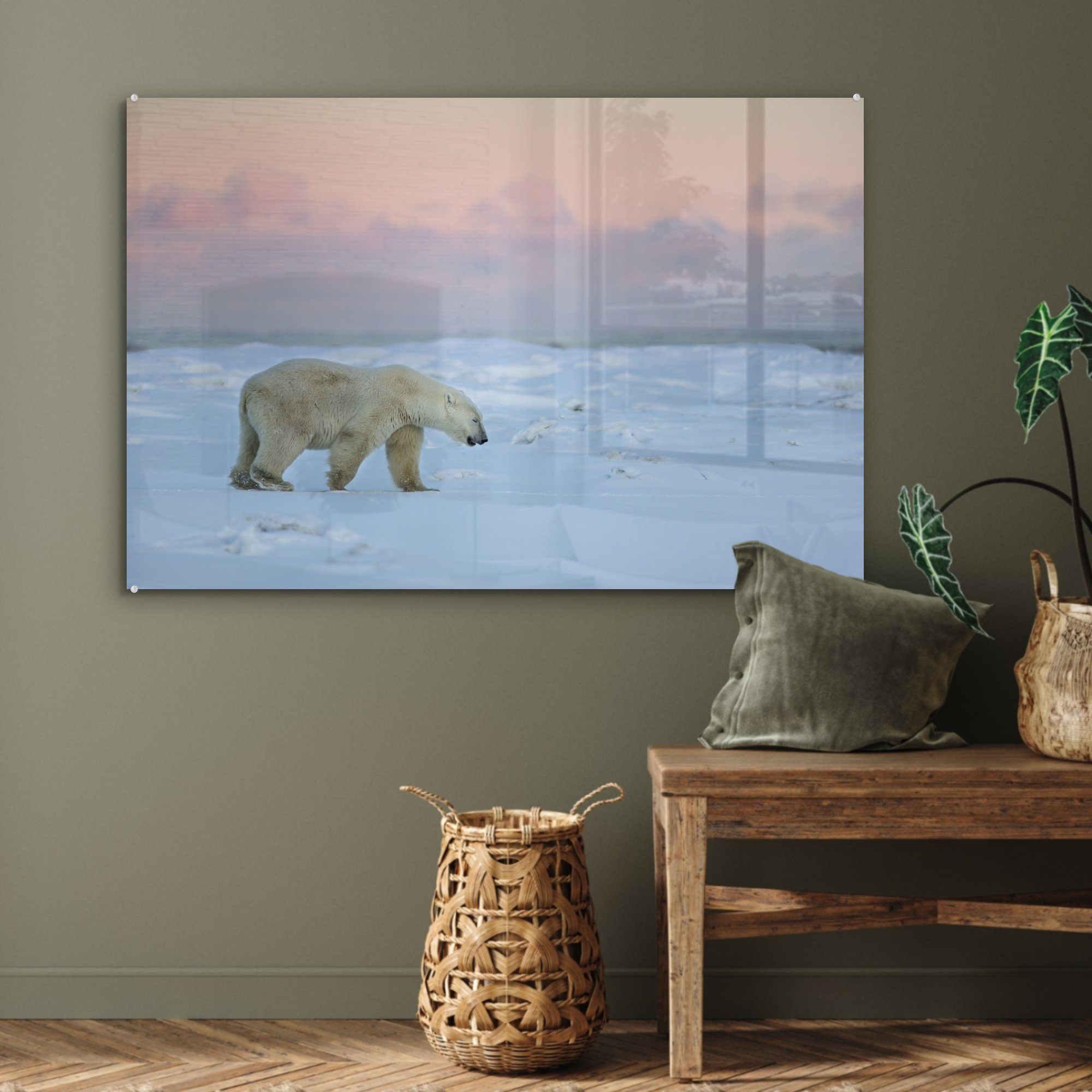 (1 & Schlafzimmer Tundra, MuchoWow Acrylglasbilder Eisbär auf Wohnzimmer einer Acrylglasbild St),