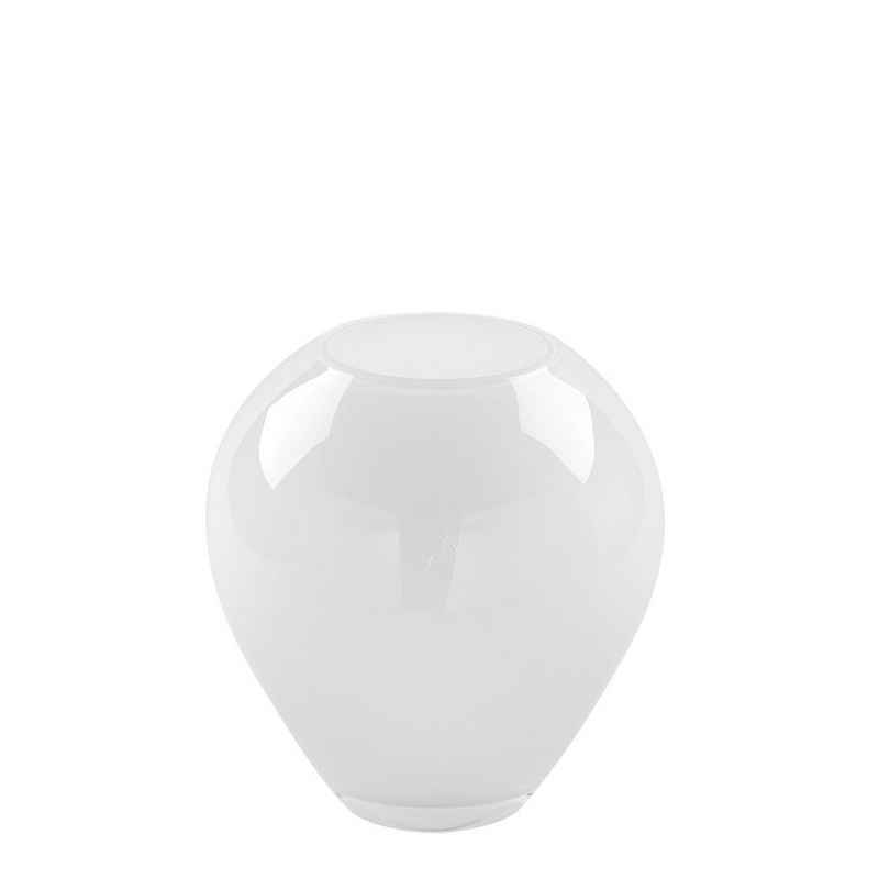 Fink Dekovase Vase Livia - weiß opal - Opalglas - H.18cm x Ø 16cm, Mundgeblasen und durchgefärbt