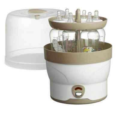H+H Dampfsterilisator BS 29, Elektronischer Dampf-Sterilisator, 6 Babyflaschen, Fläschchen, Sterilisator, 11 min, weiß/beige