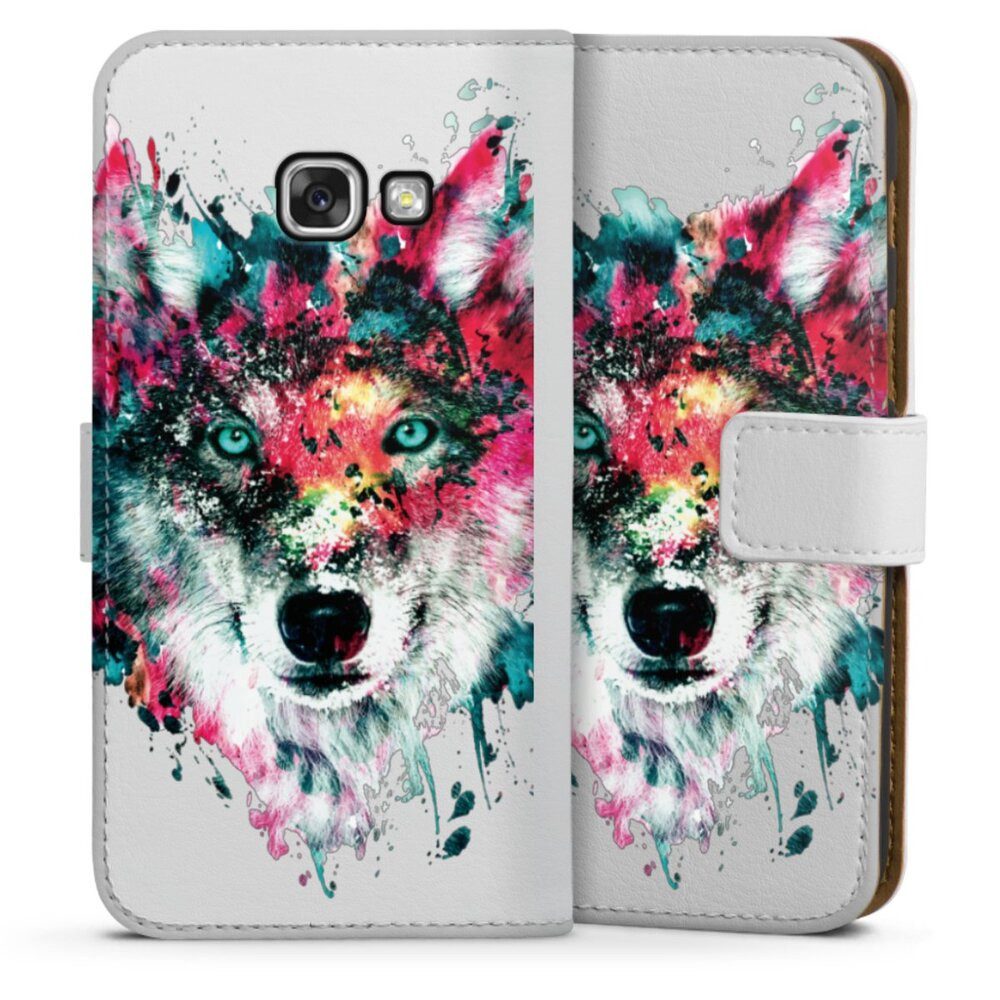 DeinDesign Handyhülle Riza Peker Wolf bunt Wolve ohne Hintergrund, Samsung Galaxy A3 (2017) Hülle Handy Flip Case Wallet Cover
