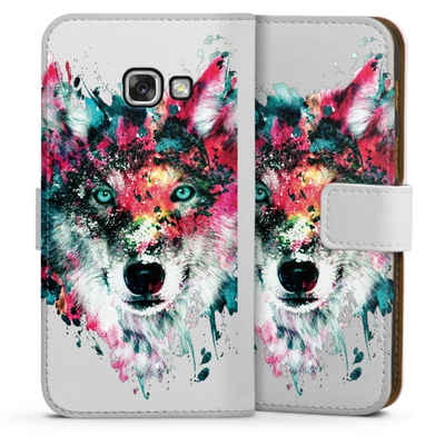 DeinDesign Handyhülle Riza Peker Wolf bunt Wolve ohne Hintergrund, Samsung Galaxy A3 (2017) Hülle Handy Flip Case Wallet Cover