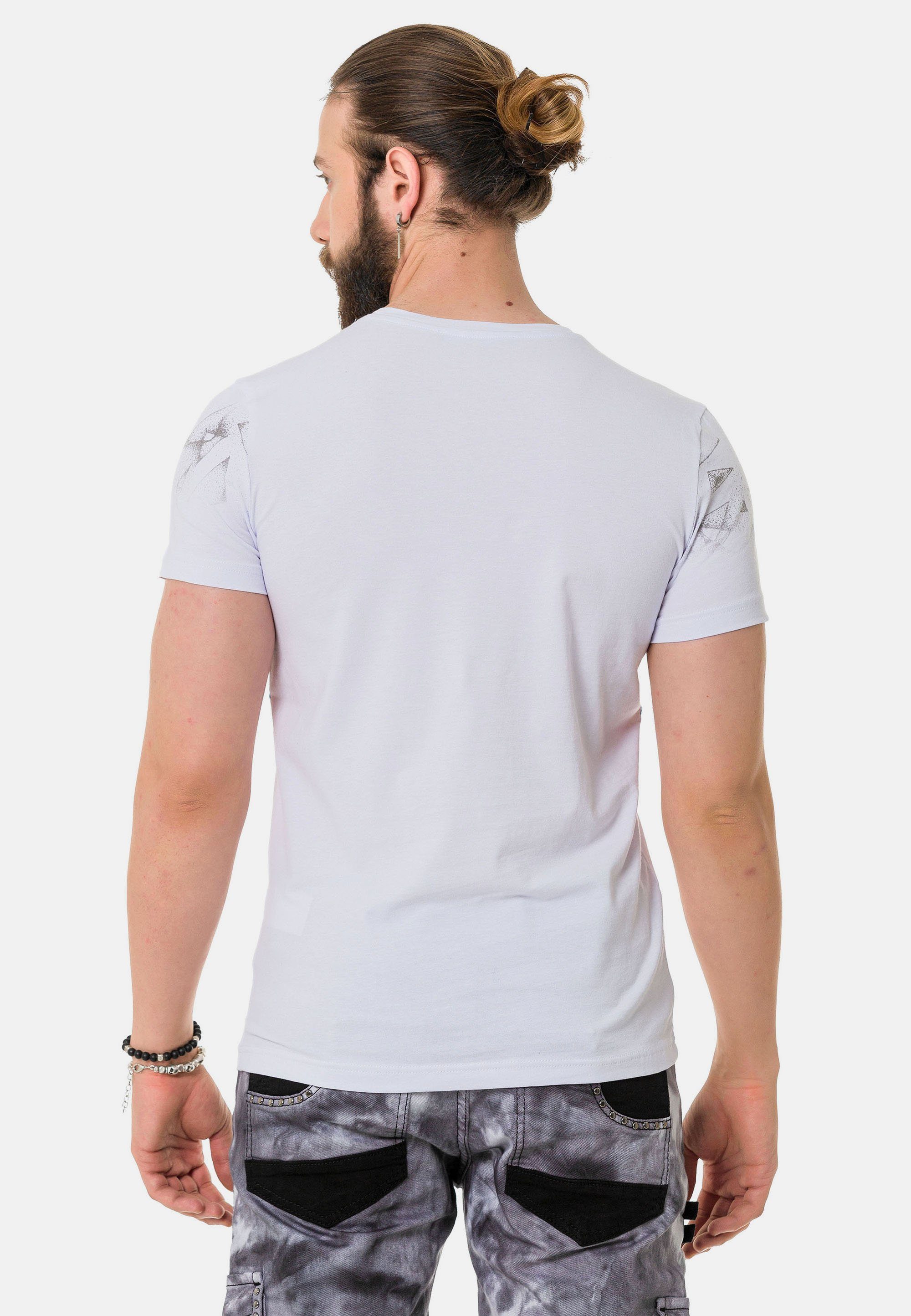 Cipo weiß in Baxx Brustprint coolem & T-Shirt