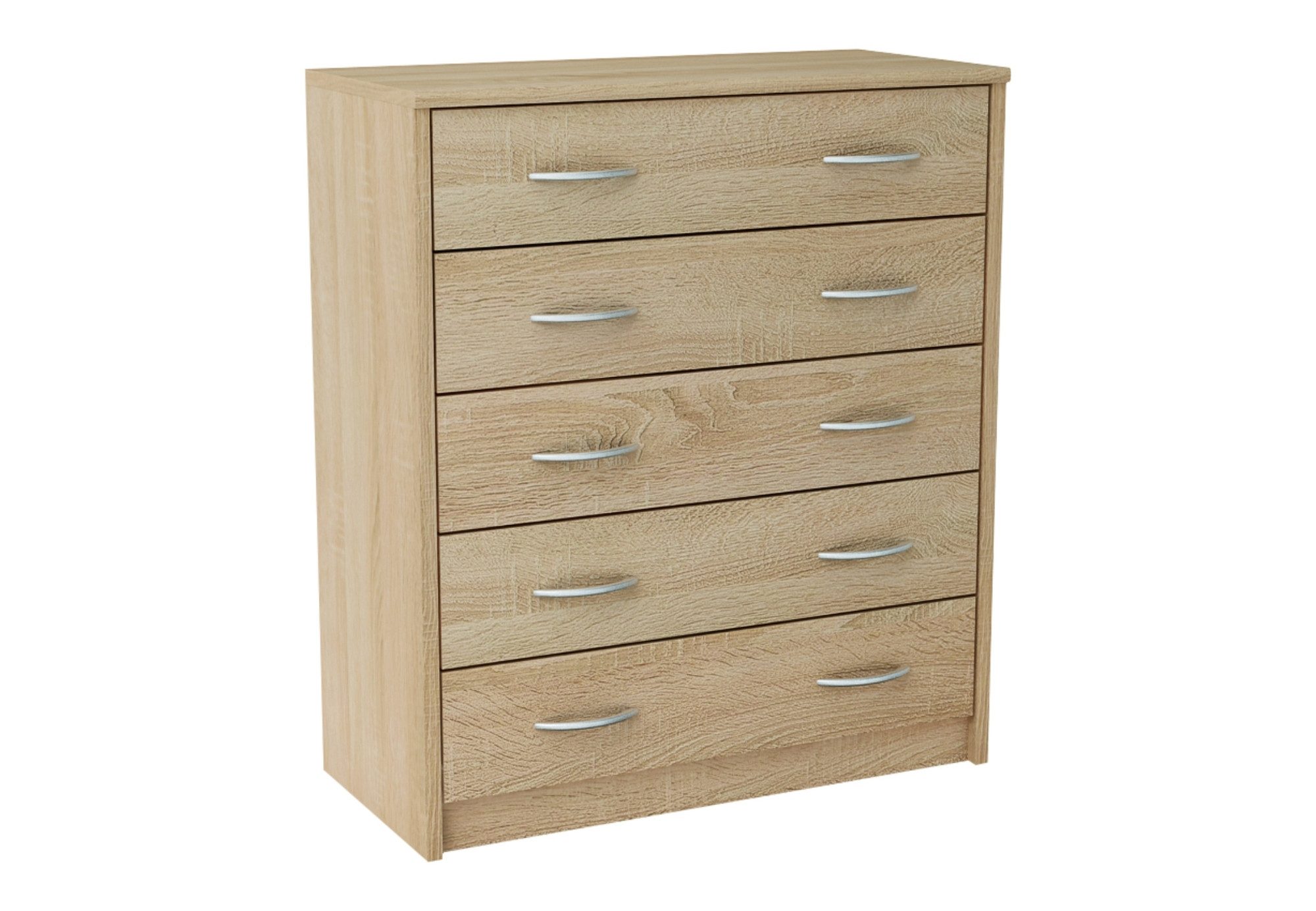 Home Collective Kommode mit 5 Schubladen mit matter Oberfläche, Kommode 74cm breit Holz (Schlafzimmer Wohnzimmer Flur Büro Organizer, Metallrollen mit Auszugsstopp), Schrank Kommode mit Schubladen Sideboard Highboard Anrichte Sonoma