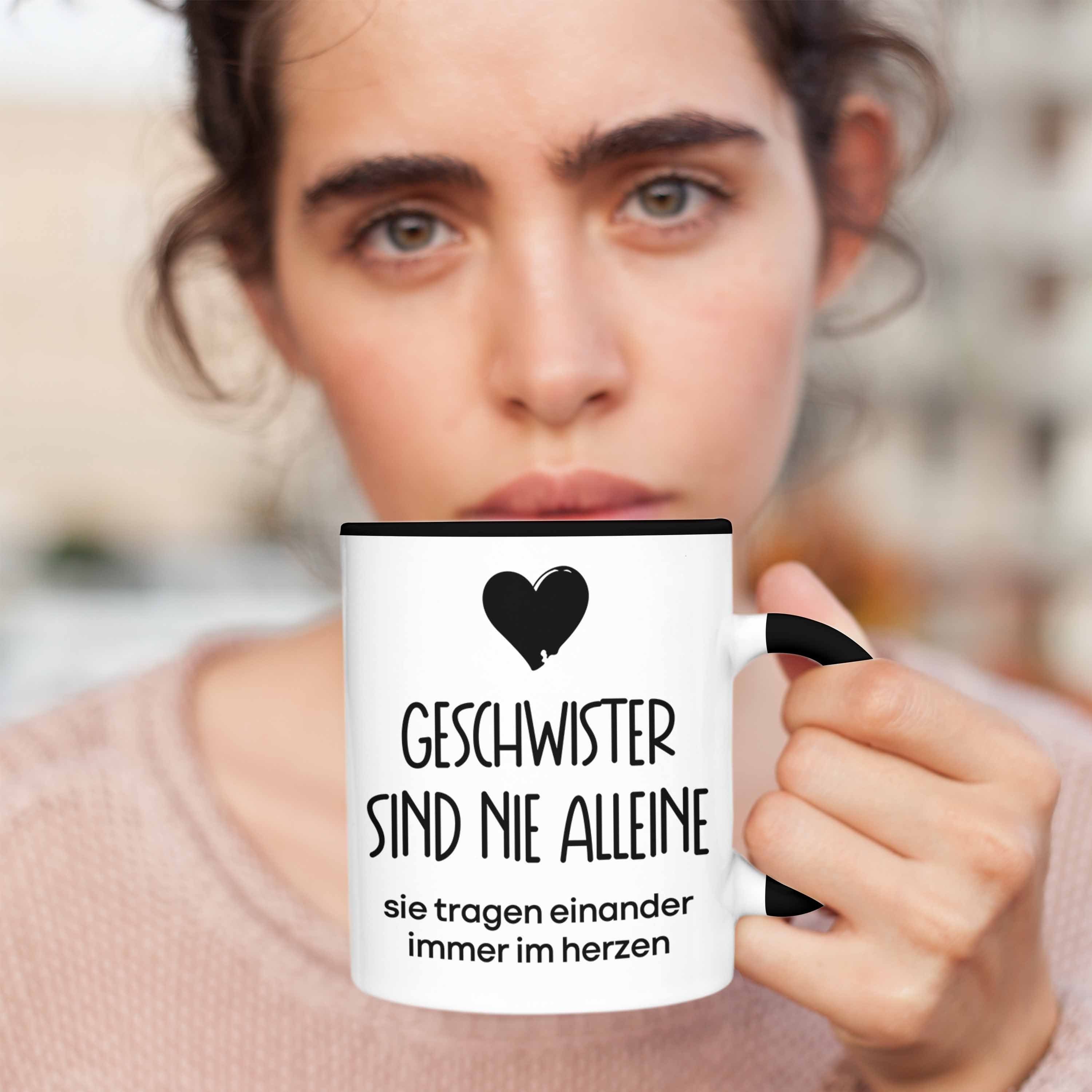 Geschenkidee Alleine Nie Schwarz Sind - Geschenk Schwester Geschwister Bruder Tasse Tasse Trendation Trendation Geburtstag