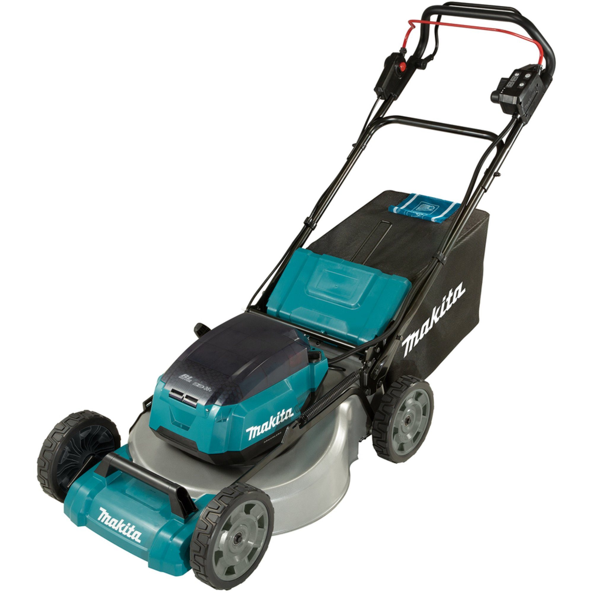 Makita Akkurasenmäher Makita Akku-Rasenmäher DLM536Z, 36Volt (2x18Volt), 53 cm Schnittbreite, (ohne Akku und Ladegerät, mit Radantrieb)