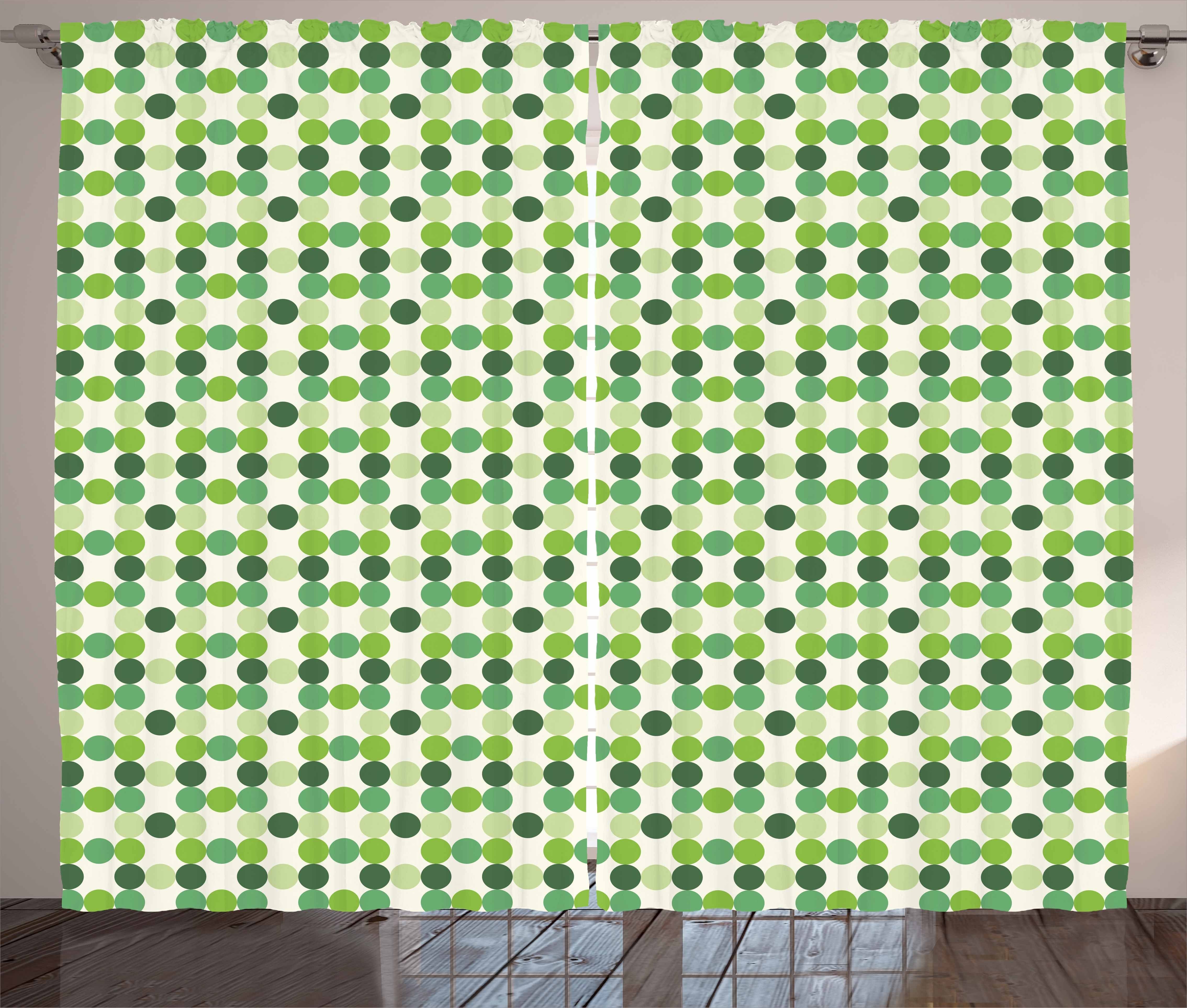Haken, Kräuselband Kreise Gardine Schlaufen Grün mit und Töne Schlafzimmer Abakuhaus, Vorhang verschiedenen