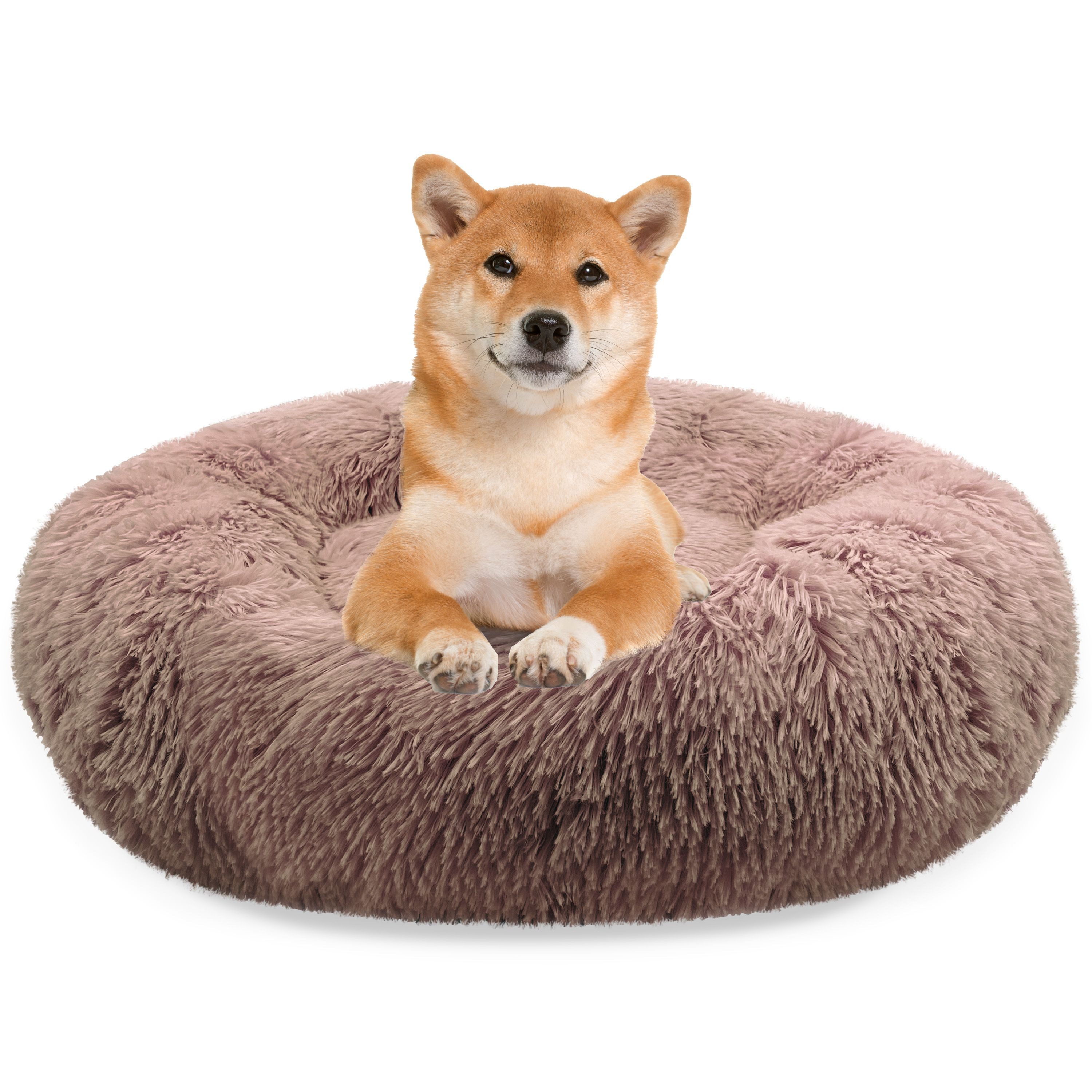 Bluzelle Tierbett Premium Hundebett Hundekissen Donut / Katzenbett Katzenkissen / M, Flauschig Kuschelig Weiches Kunstfell, für Mittlere …