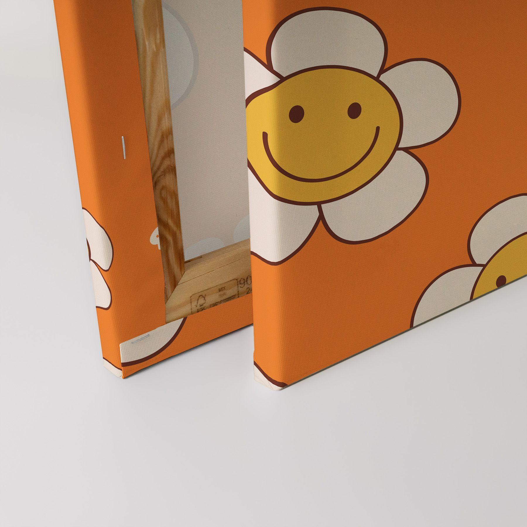 Tadessi Leinwandbild Bunte Retro Blumen Orange Gelb versch. Größen, Blumen
