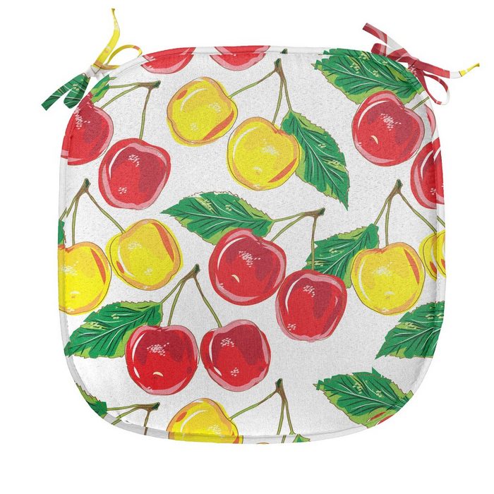 Abakuhaus Stuhlkissen Dekoratives wasserfestes Kissen mit Riemen für Küchensitze Obst Grafik Farbige Kirschen