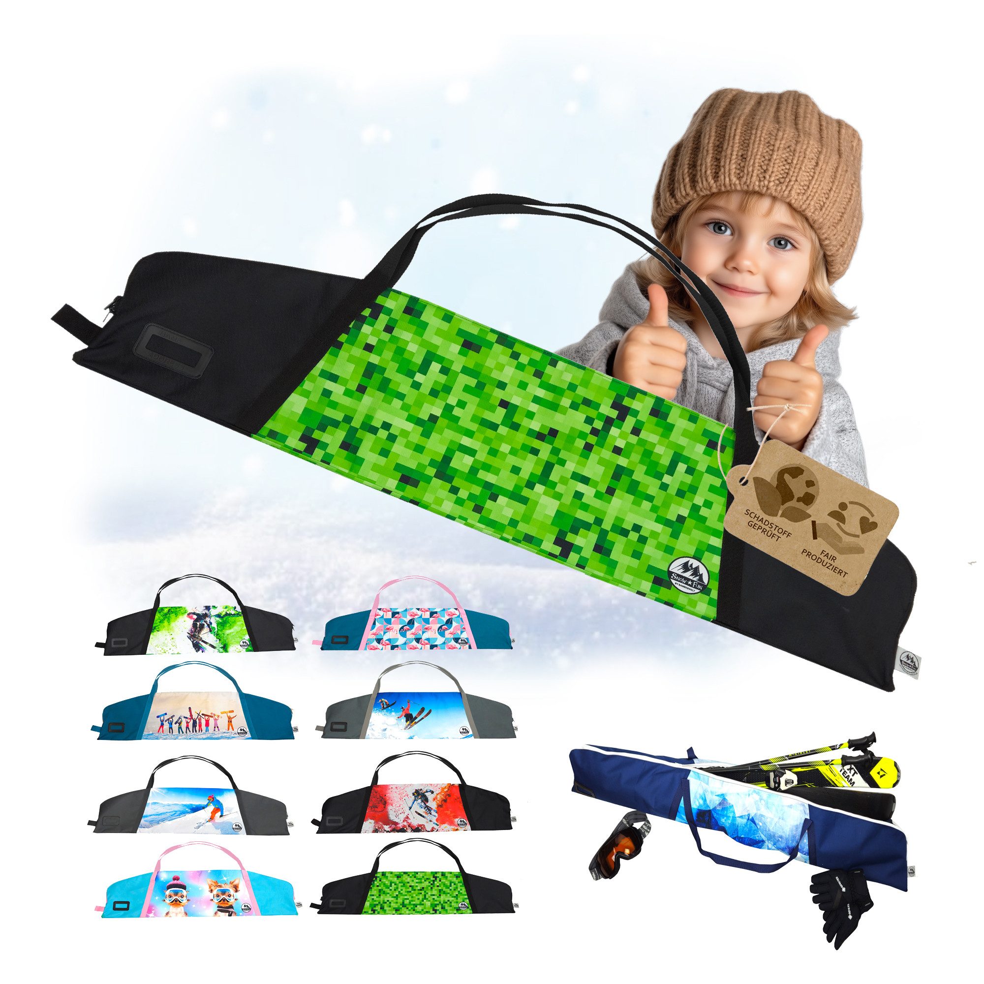 Skitasche Skitasche für Kinder Skisack für Ski und Skistöcke Skibag Skicover