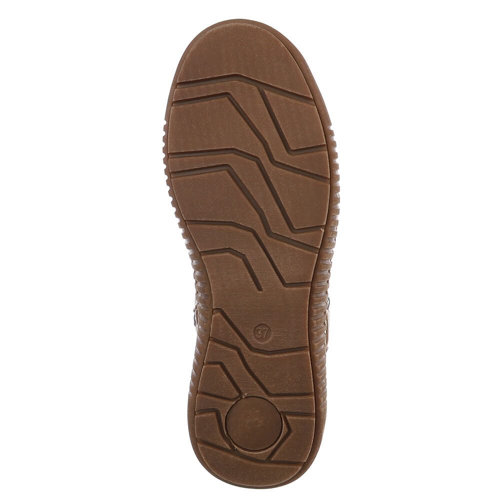 Ital-Design Damen Schnürstiefel mit Schnalle für Alltag und Freizeit Stiefelette (90598706) Keilabsatz/Wedge Keilstiefeletten in Hellbraun
