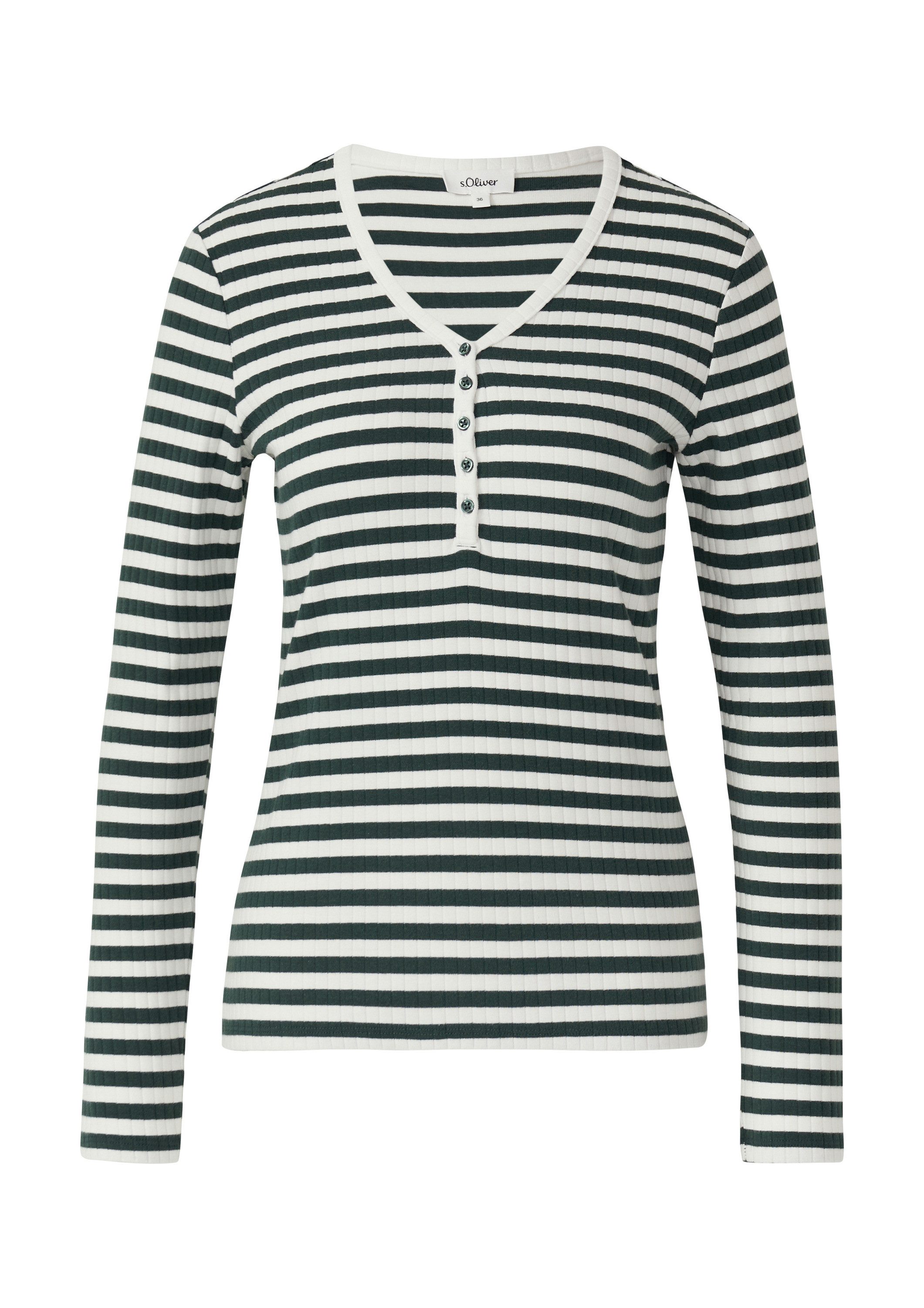 s.Oliver Langarmshirt T-Shirt Ripp-Langarmshirt mit Knopfleiste im Slim Fit günstig online kaufen