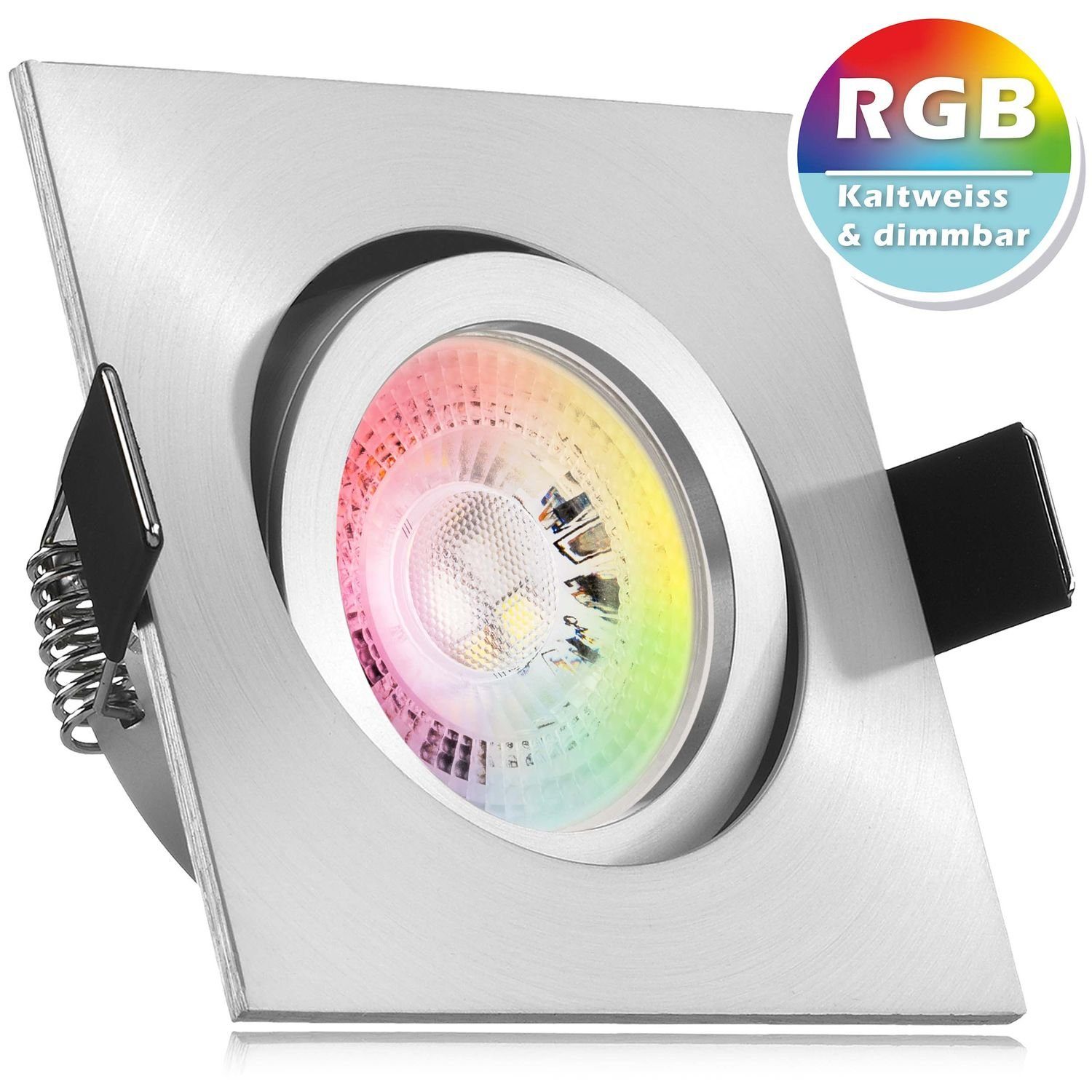 LEDANDO LED Einbaustrahler RGB LED Einbaustrahler Set GU10 in aluminium matt mit 3W LED von LEDAN