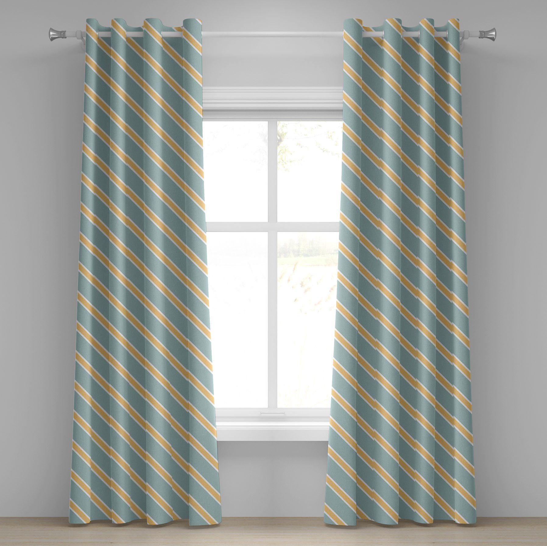 Gardine Dekorative 2-Panel-Fenstervorhänge für Schlafzimmer Wohnzimmer, Abakuhaus, Streifen Bold Dünne Streifen