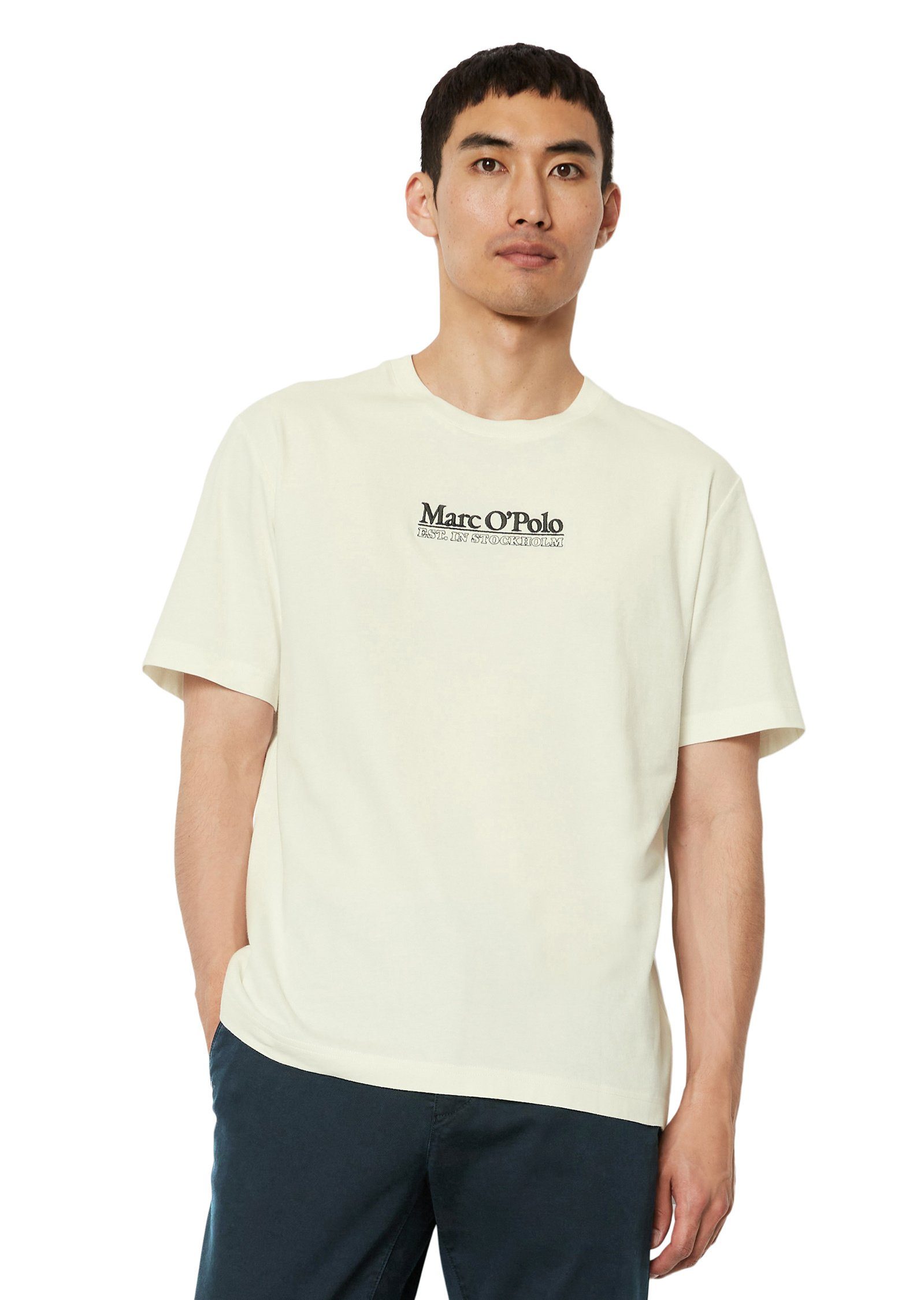 Marc O'Polo T-Shirt Bio-Baumwoll-Jersey wollweiß aus mittelschwerem