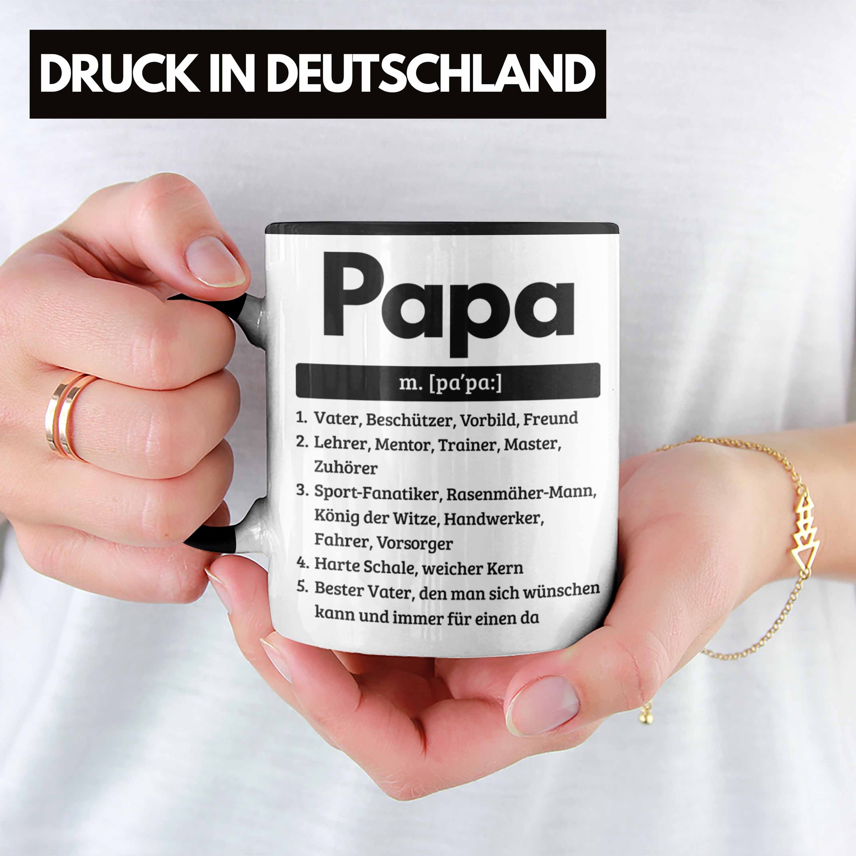 Trendation Tasse Papa für Geschenk Pa Tasse Definition für Schwarz Vatertag Geschenkidee Spruch