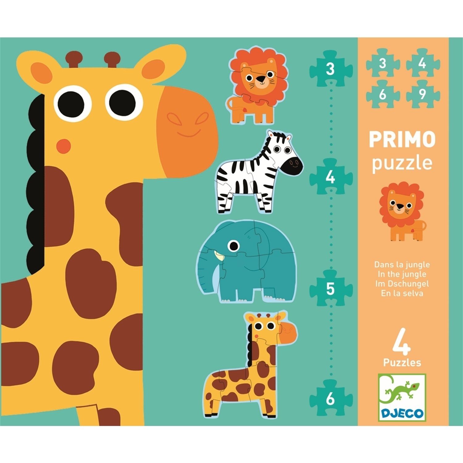 DJECO Puzzle DJ07135 Erstes Puzzlen: Im Dschungel, Puzzleteile