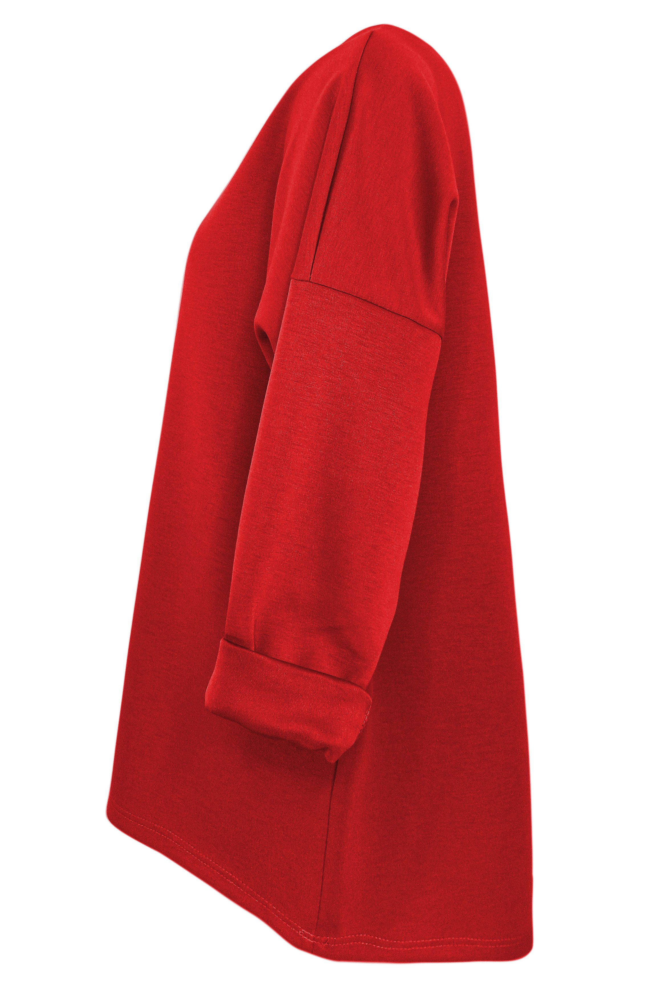 dy_mode Longshirt Damen Longshirt Oversize Weites Tunika Shirt Oberteil Übergangszeit in Unifarbe, mit passende Kette – Bild 2 von 4