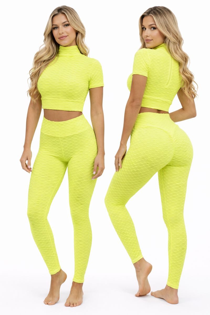Leggings Park Set: Sport-BH Tik Tok Set/Push Up po und BH-Set / Workout/Fitness/ (Sehen Sie mit Leggings Park Leggings im Fitnessstudio oder auf der Straße am besten aus und fühlen Sie sich auch so, der perfekte Begleiter für alle sportlichen Aktivitäten) Mit Wabendesign und Mesheinsatz
