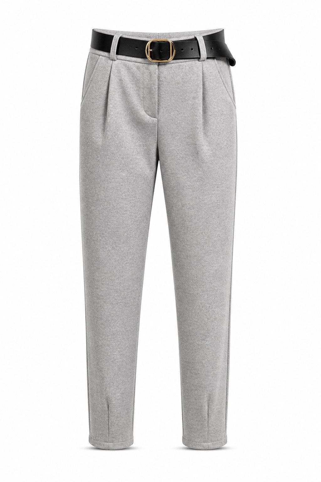ITALY VIBES Stoffhose - elegante Hose Damen - Gratis Gürtel - Chinohose Damen - Grau - One Size / passend für Größe S - XL, mit Gratis Gürtel