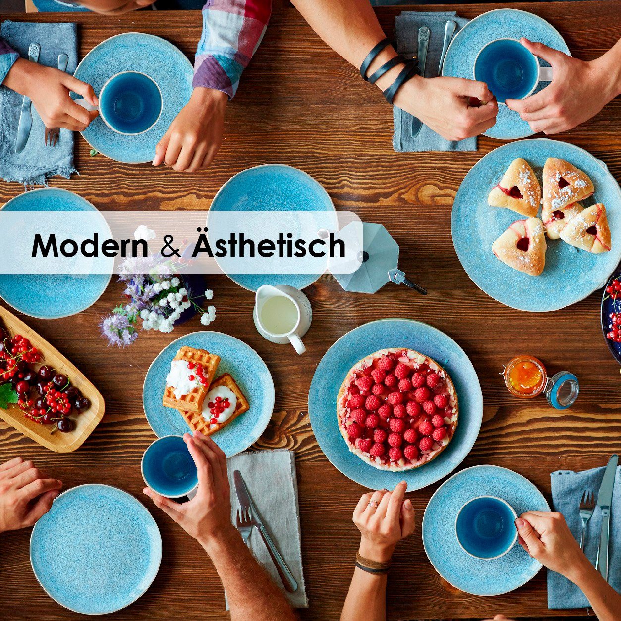 MiaMio Tafelservice 24 teiliges Geschirrset aus Keramik