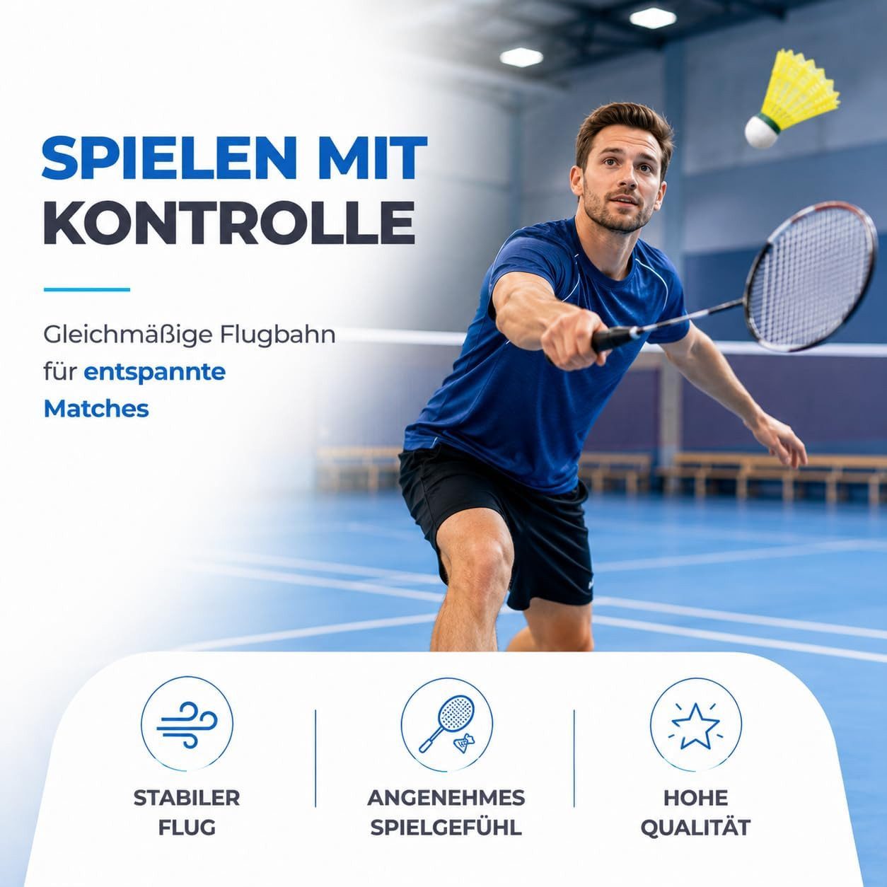 Athlejoy Federball Badminton Federbälle - Training und Wettkampf - gelb (6er-Set, 6-St., 6-teilig)